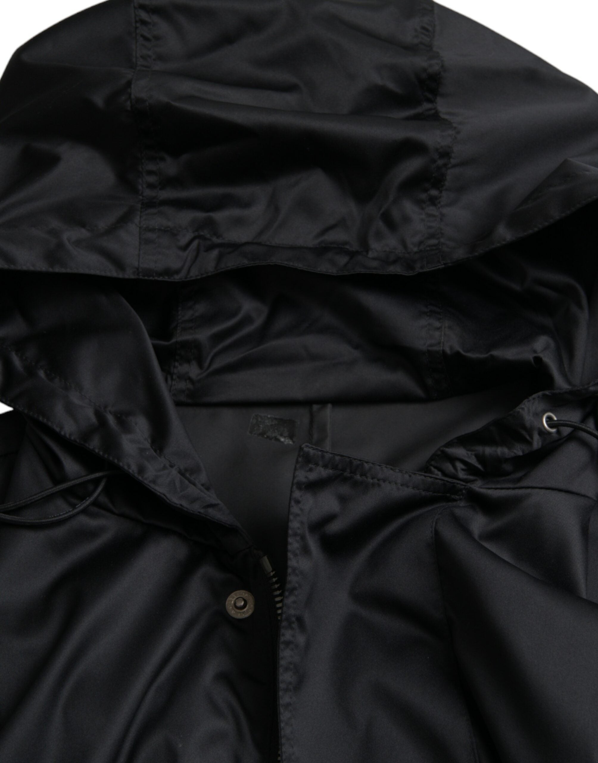 Dolce & Gabbana Black Polyester Hooded Long Windbreaker Jacket -   -  Dolce & Gabbana.