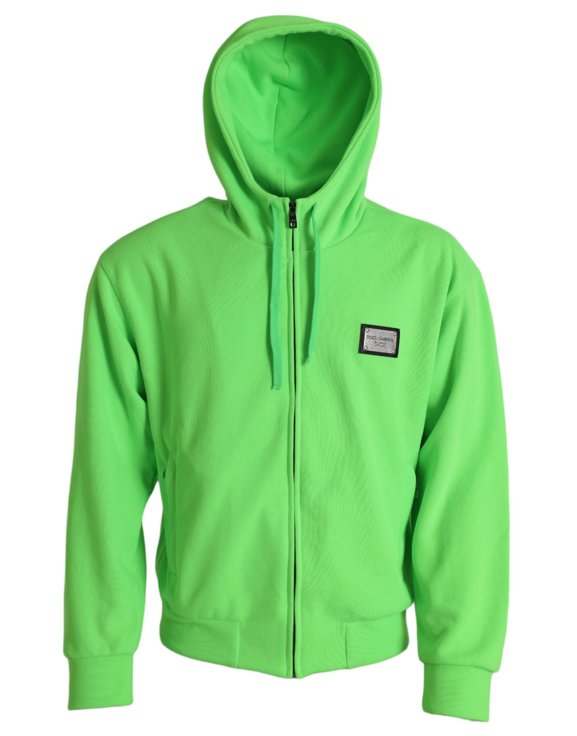 Dolce & Gabbana Neon Green Hooded Full Zip Top Sweater -   -  Dolce & Gabbana.