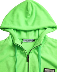 Dolce & Gabbana Neon Green Hooded Full Zip Top Sweater -   -  Dolce & Gabbana.