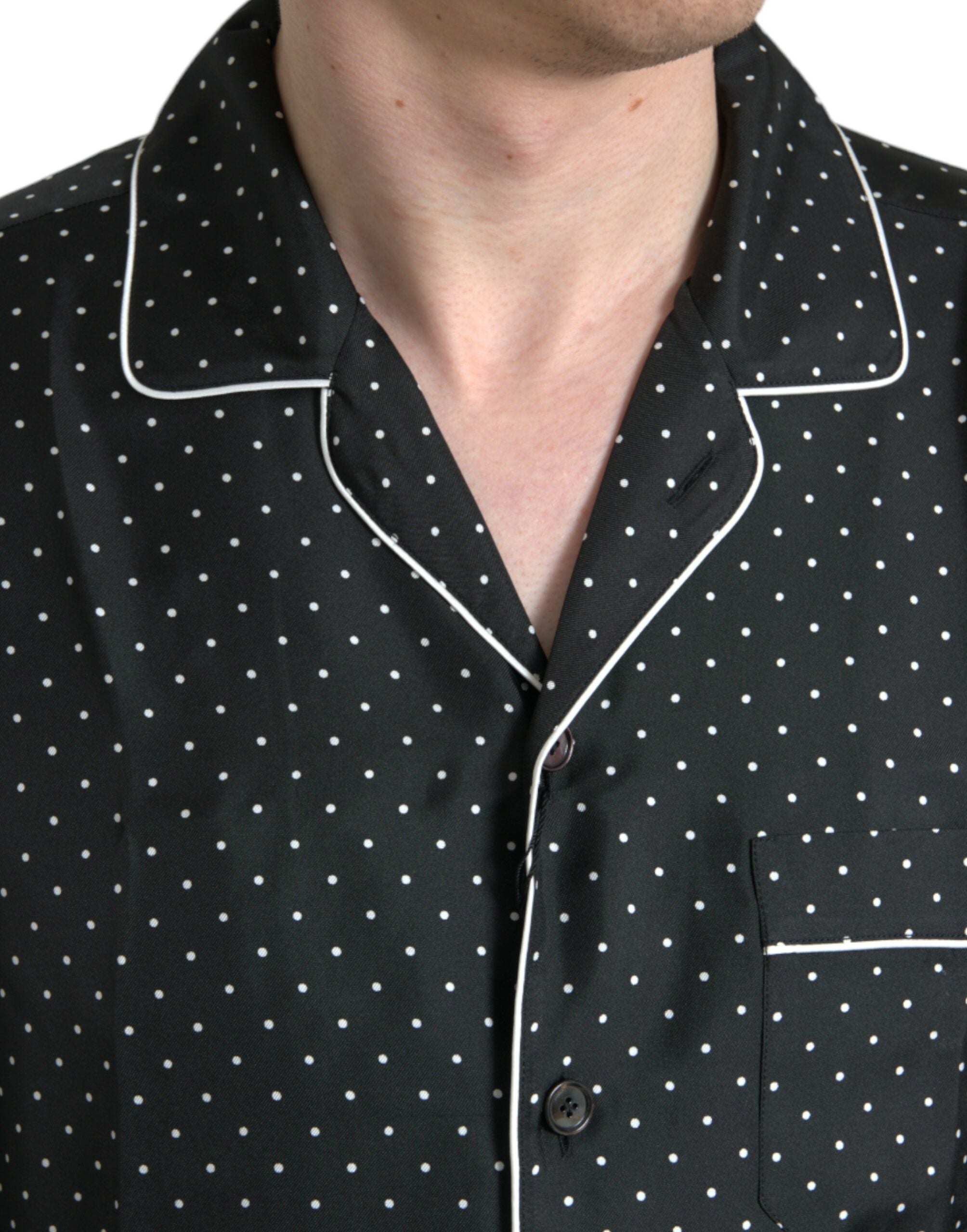 Dolce & Gabbana Black Polka Dot Silk Long Sleeve Shirt -   -  Dolce & Gabbana.