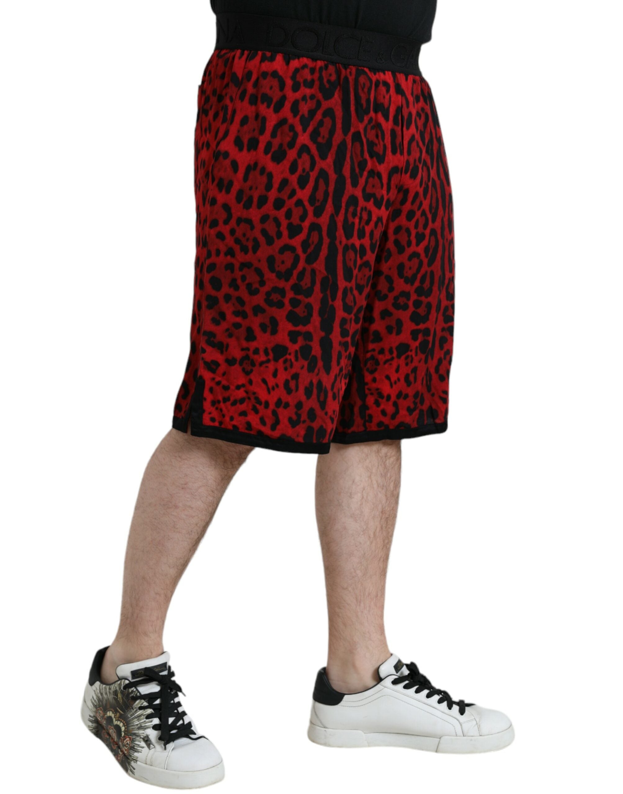 Dolce & Gabbana Red Leopard Print Viscose Bermuda Shorts -   -  Dolce & Gabbana.