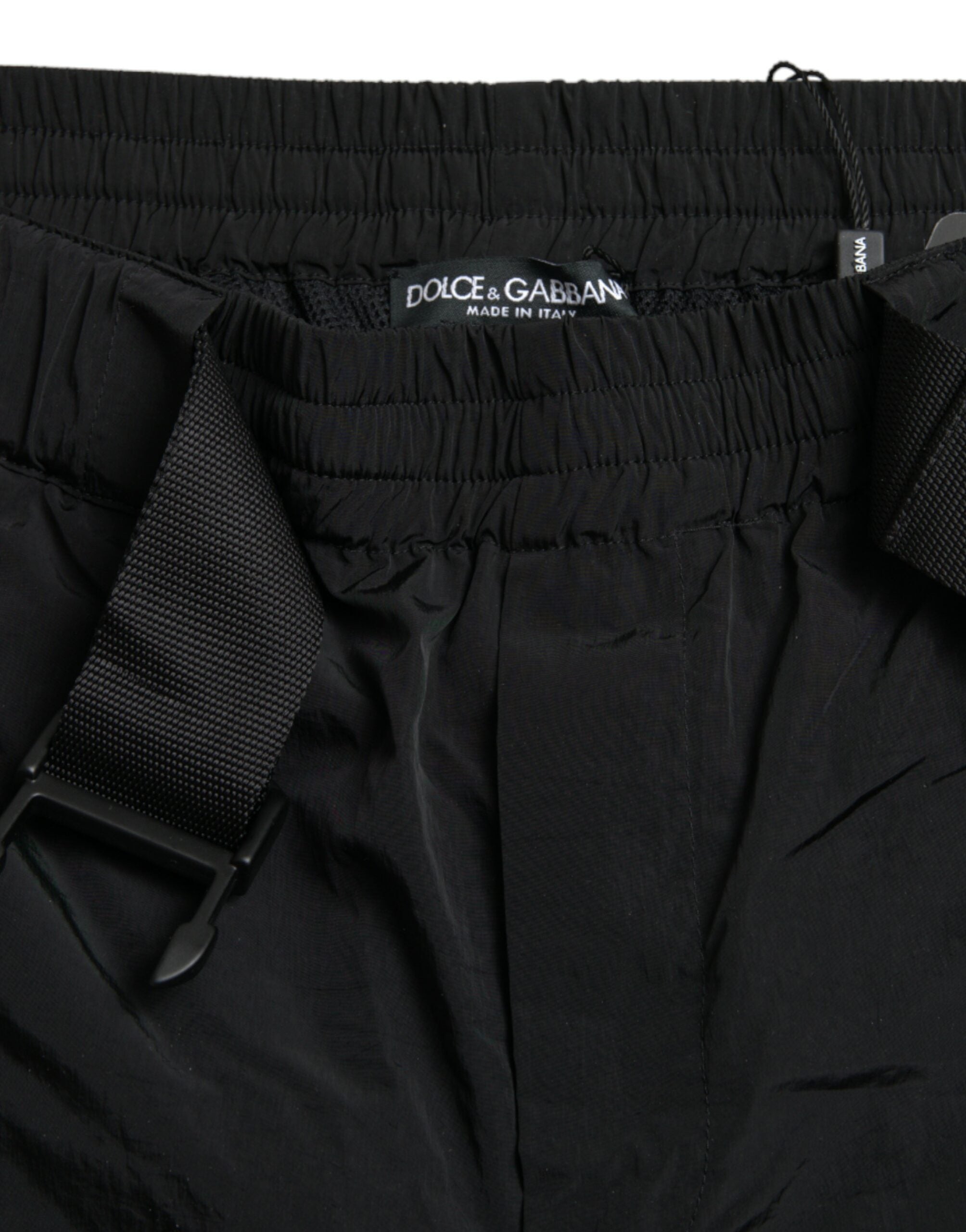 Dolce & Gabbana Black Red Leopard Print Nylon Jogger Pants -   -  Dolce & Gabbana.
