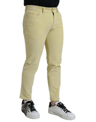 Dolce & Gabbana Yellow Corduroy Logo Plaque Skinny Denim Jeans -   -  Dolce & Gabbana.