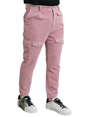 Dolce & Gabbana Pink Corduroy Cotton Stretch Skinny Cargo Jeans -   -  Dolce & Gabbana.