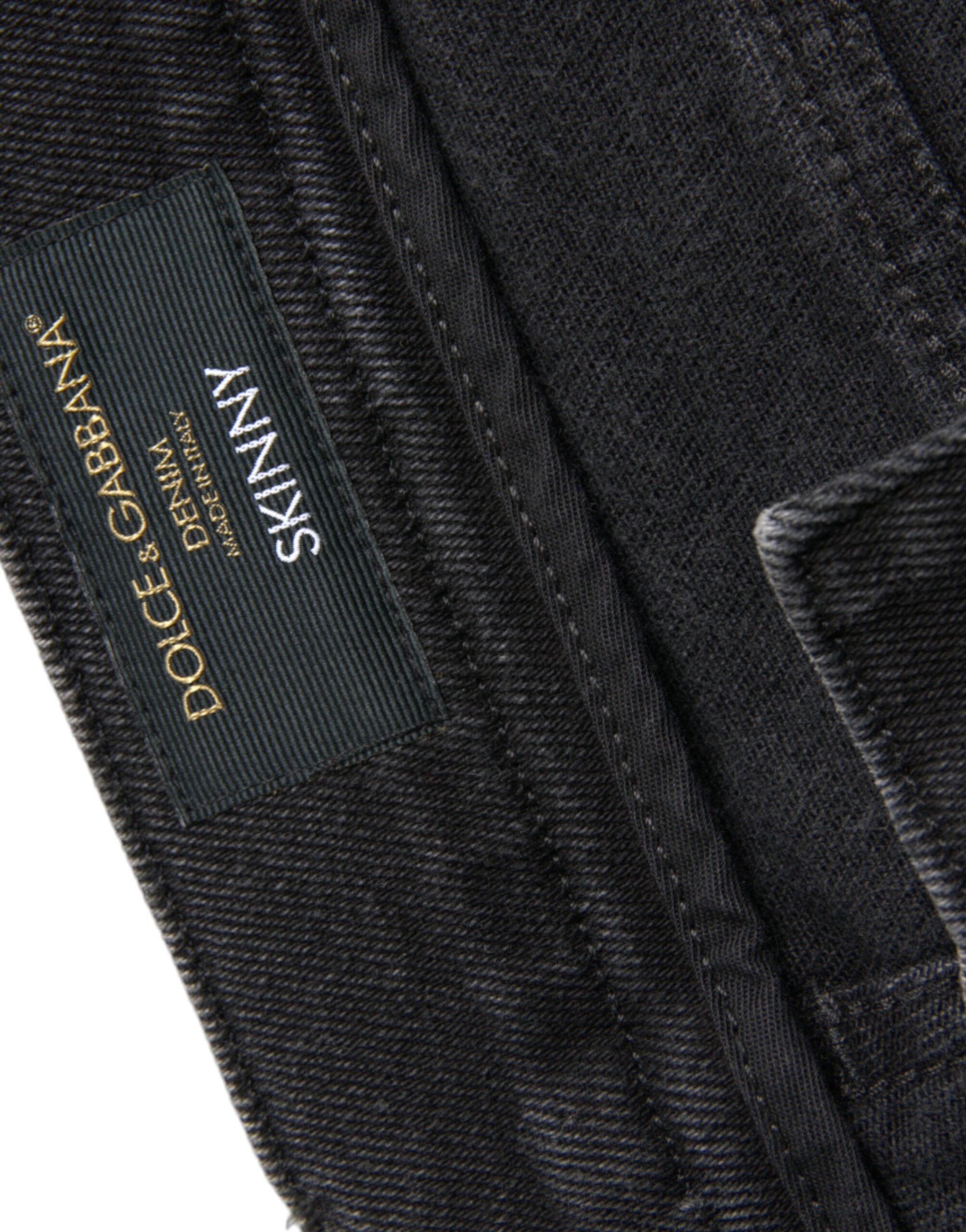 Dolce & Gabbana Gray Cotton Stretch Skinny Denim Logo Jeans -   -  Dolce & Gabbana.