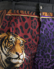 Dolce & Gabbana Multicolor Tiger Leopard Cotton Loose Tapered Pants -   -  Dolce & Gabbana.