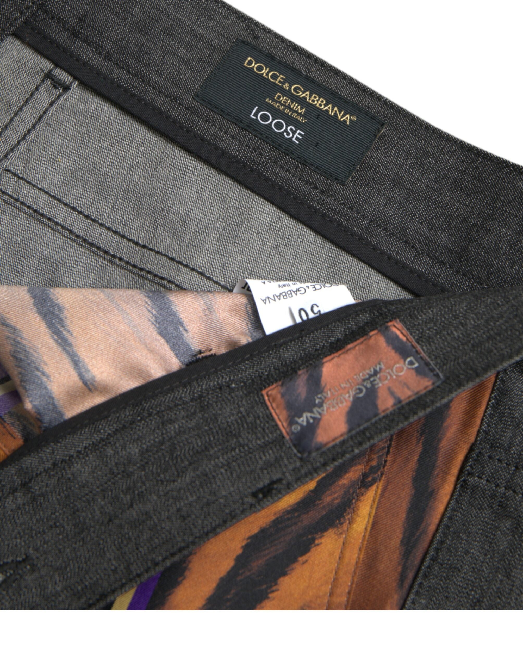 Dolce & Gabbana Multicolor Tiger Leopard Cotton Loose Tapered Pants -   -  Dolce & Gabbana.