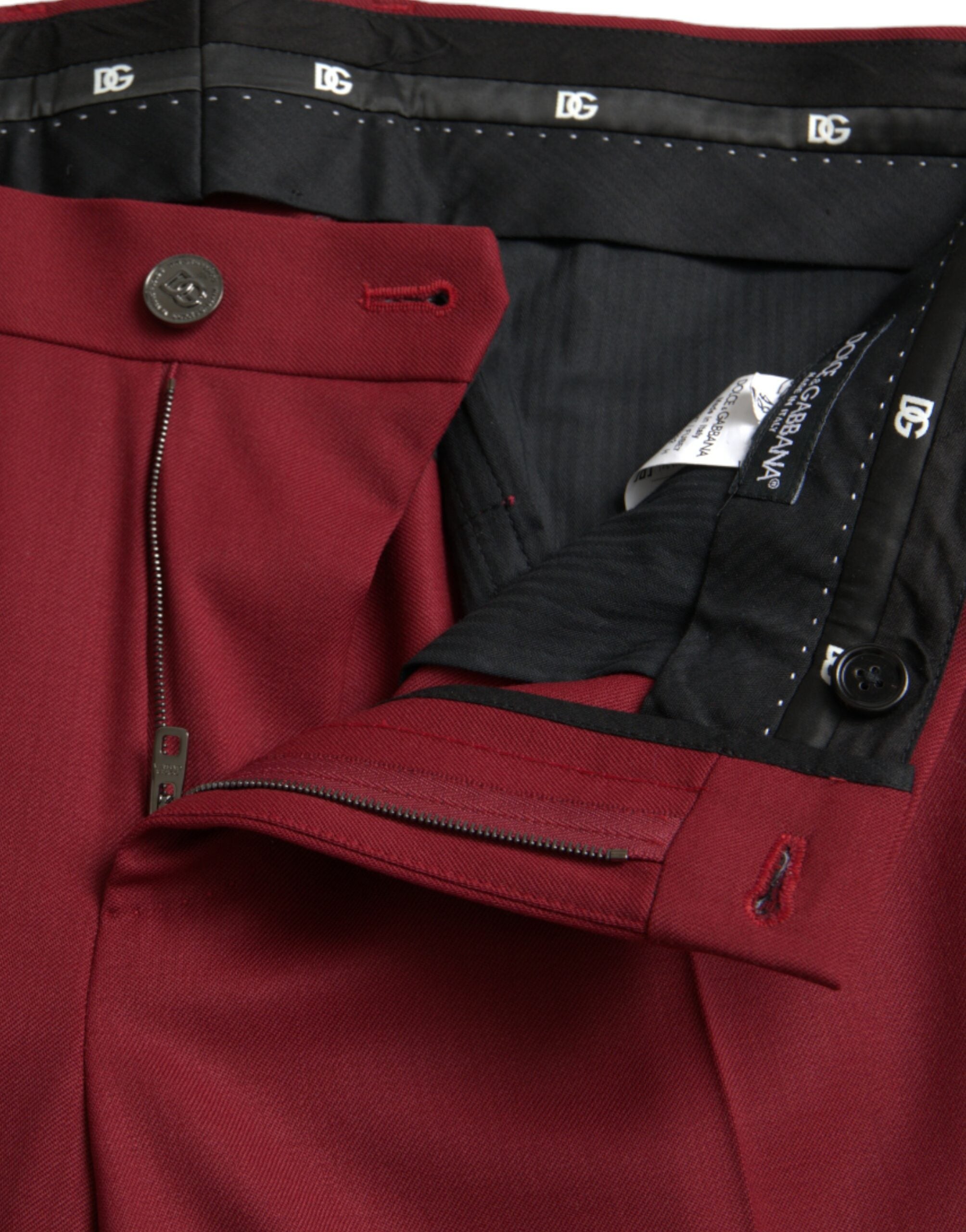 Dolce & Gabbana Red Wool Men Slim Fit Dress Pants -   -  Dolce & Gabbana.