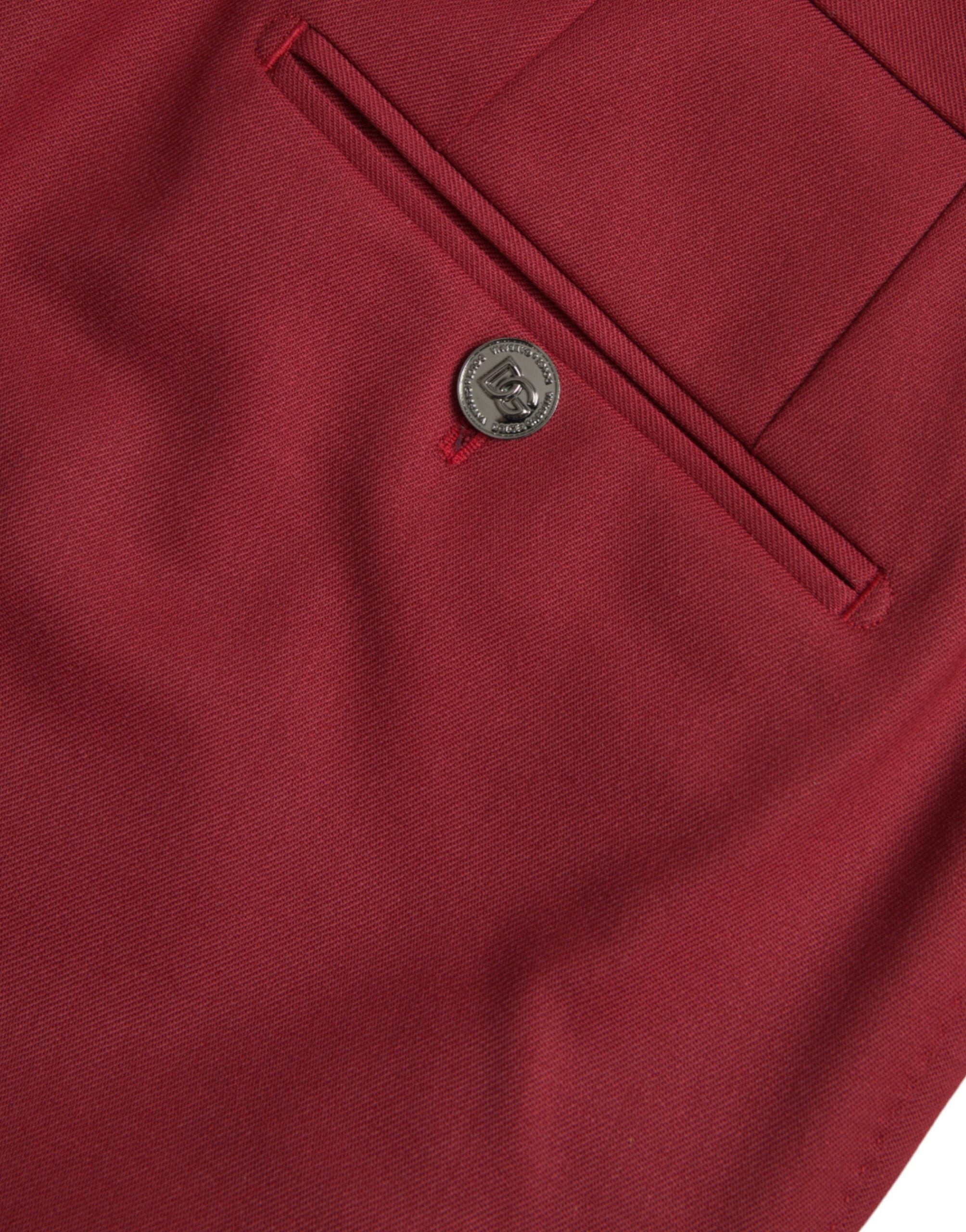 Dolce & Gabbana Red Wool Men Slim Fit Dress Pants -   -  Dolce & Gabbana.