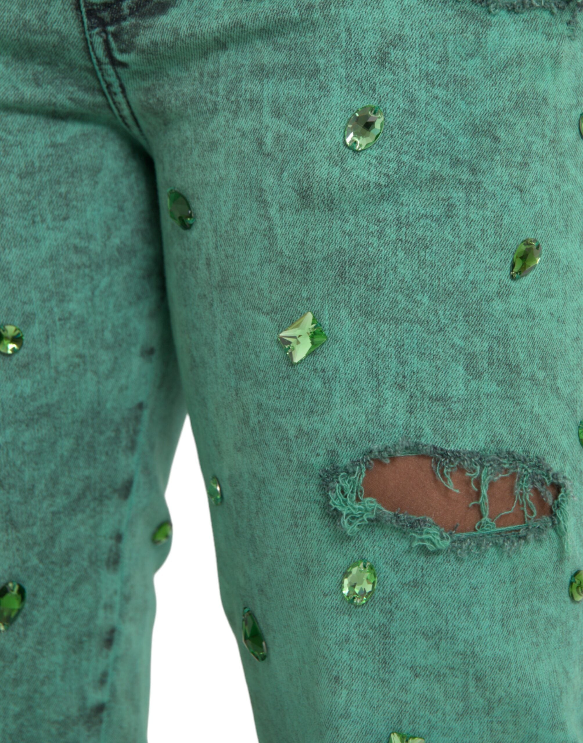 Dolce & Gabbana Green Crystals Cotton Stretch Slim Jeans -   -  Dolce & Gabbana.