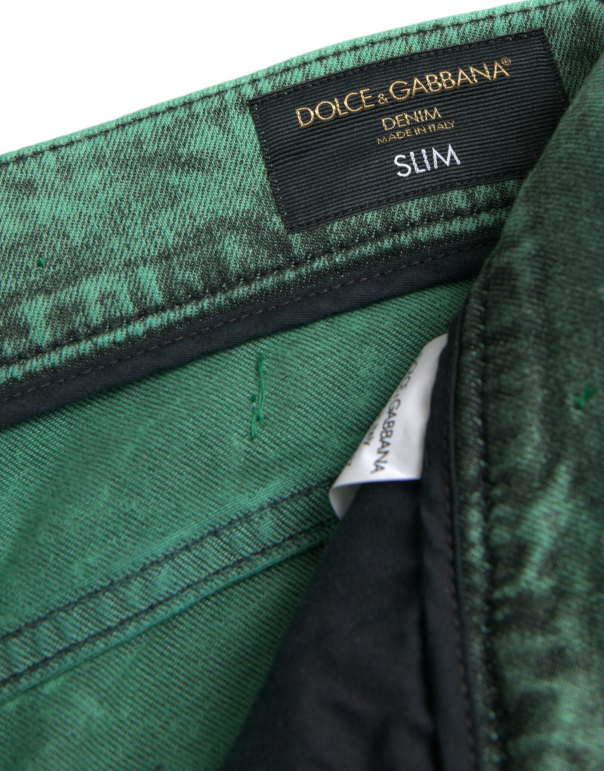 Dolce & Gabbana Green Crystals Cotton Stretch Slim Jeans -   -  Dolce & Gabbana.