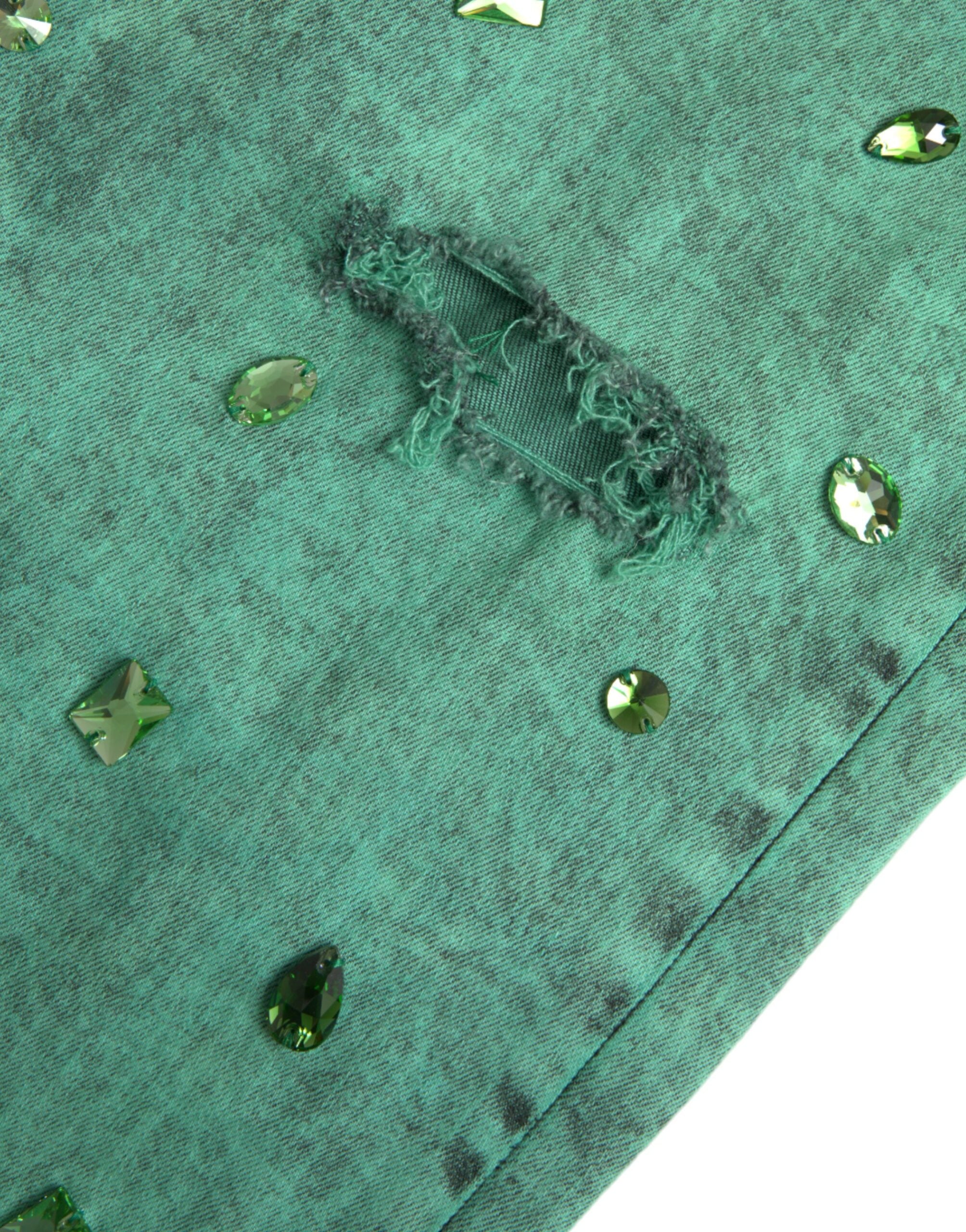 Dolce & Gabbana Green Crystals Cotton Stretch Slim Jeans -   -  Dolce & Gabbana.