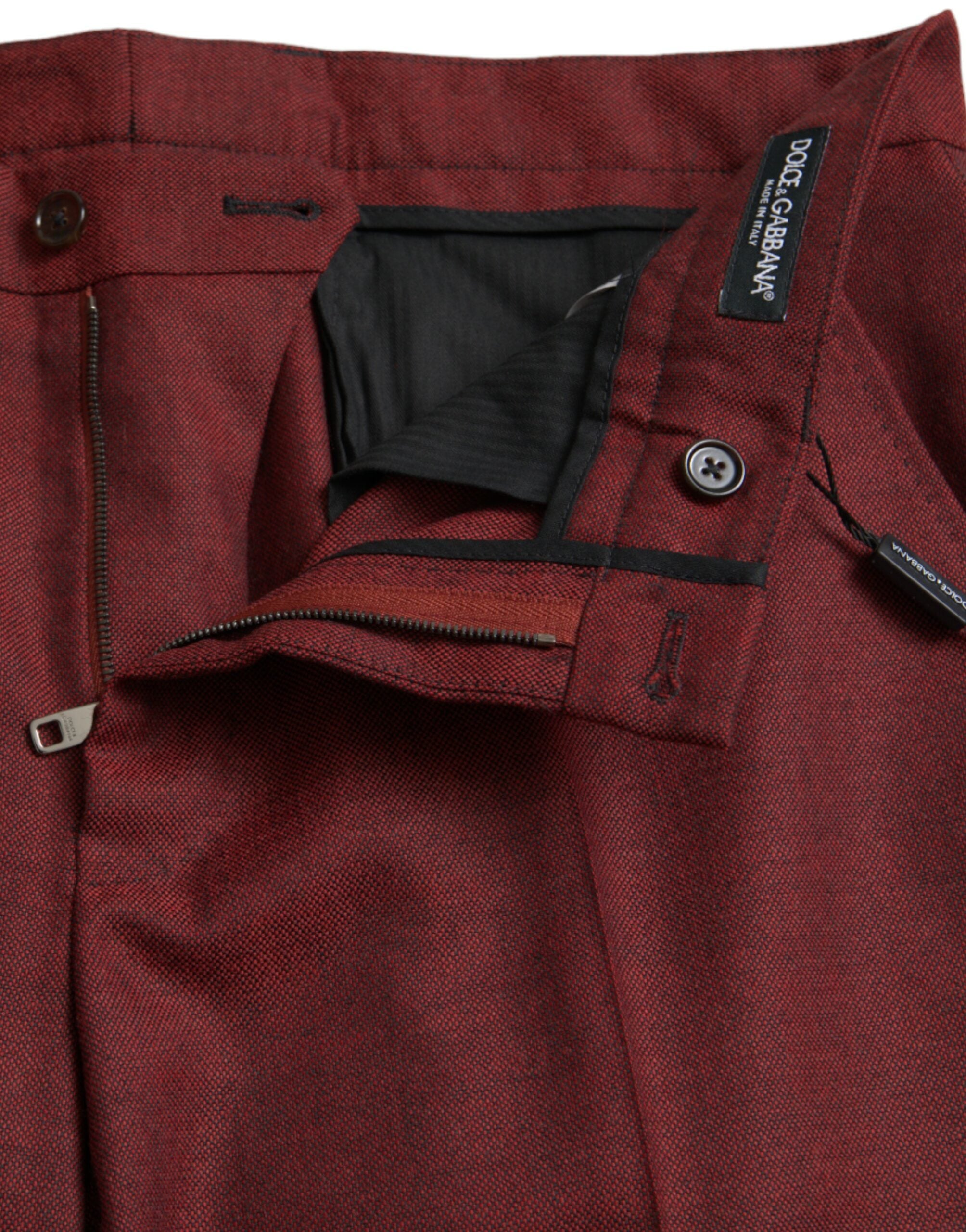 Dolce & Gabbana Maroon Wool Men Skinny Dress Pants -   -  Dolce & Gabbana.