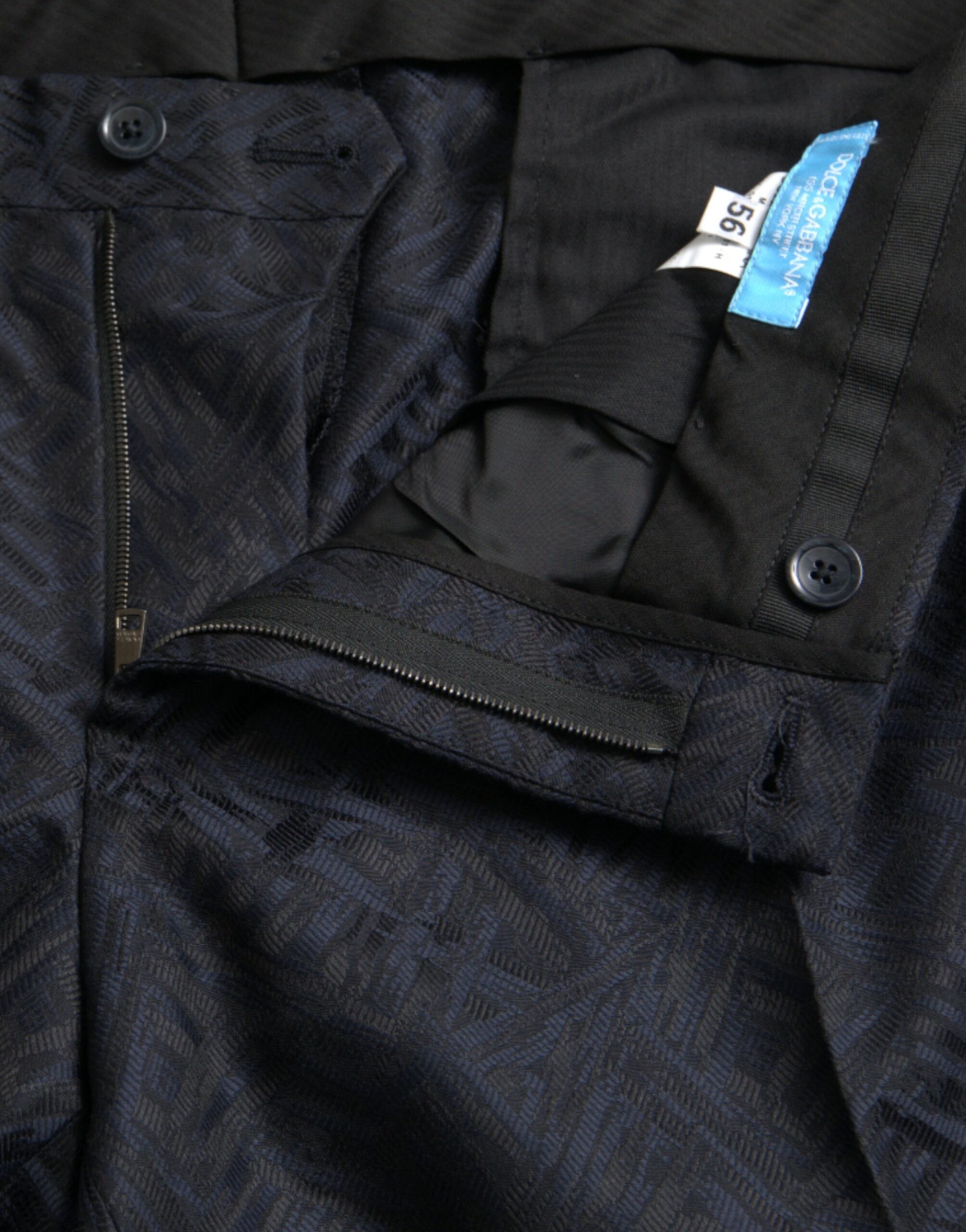 Dolce & Gabbana Blue Brocade Wool Skinny Men Dress Pants -   -  Dolce & Gabbana.