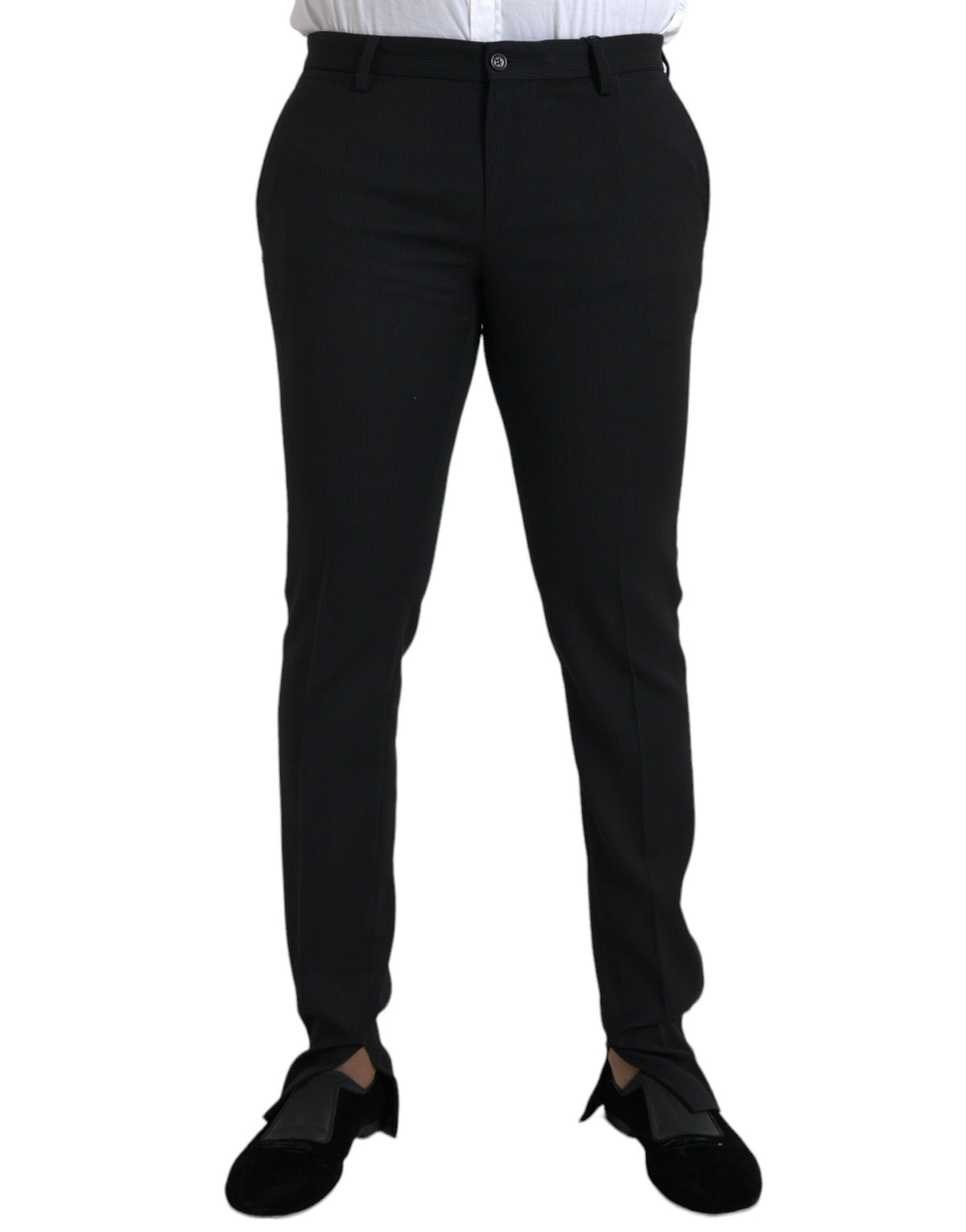 Dolce & Gabbana Black Wool Stretch Men Skinny Pants -   -  Dolce & Gabbana.