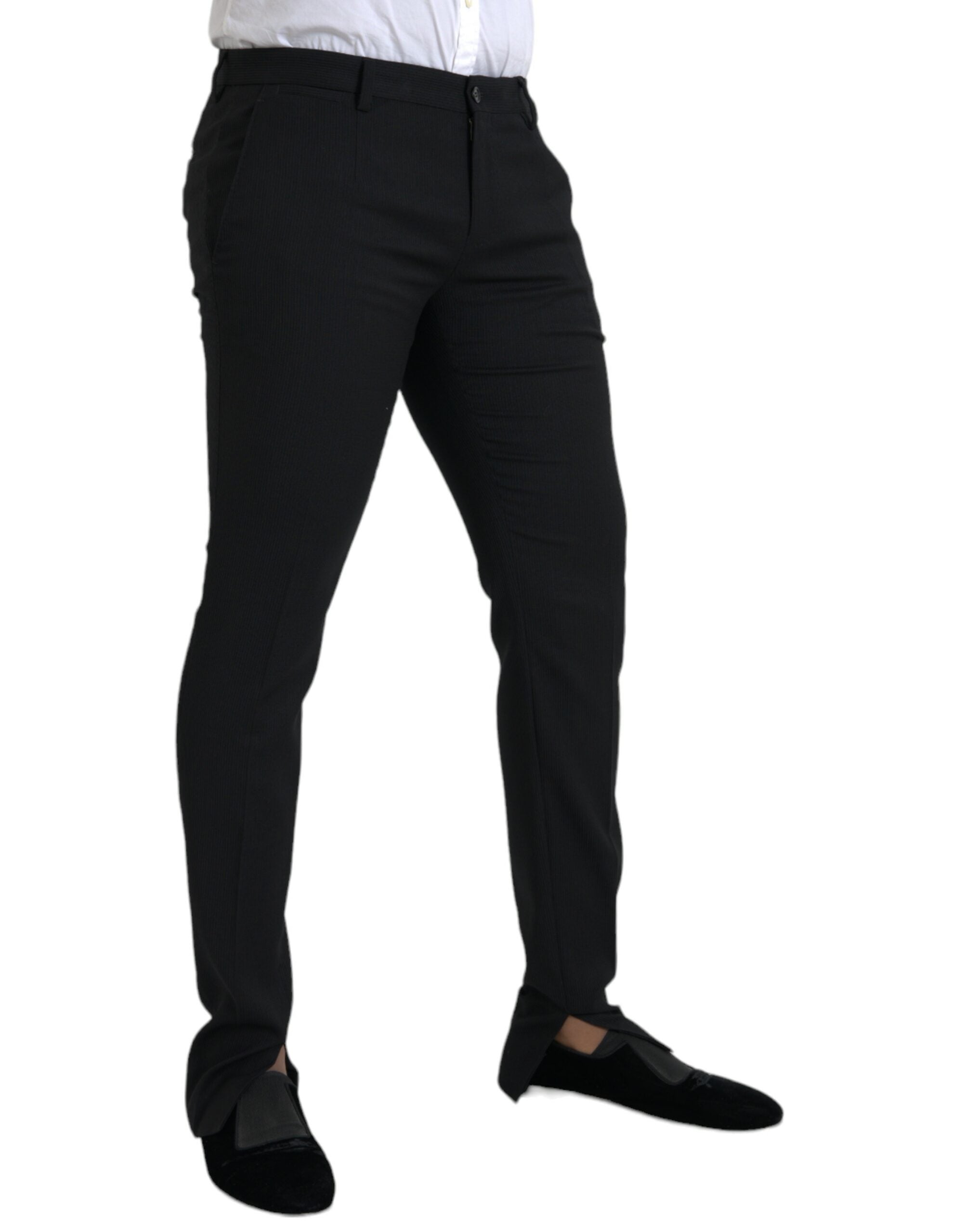 Dolce & Gabbana Black Wool Stretch Men Skinny Pants -   -  Dolce & Gabbana.