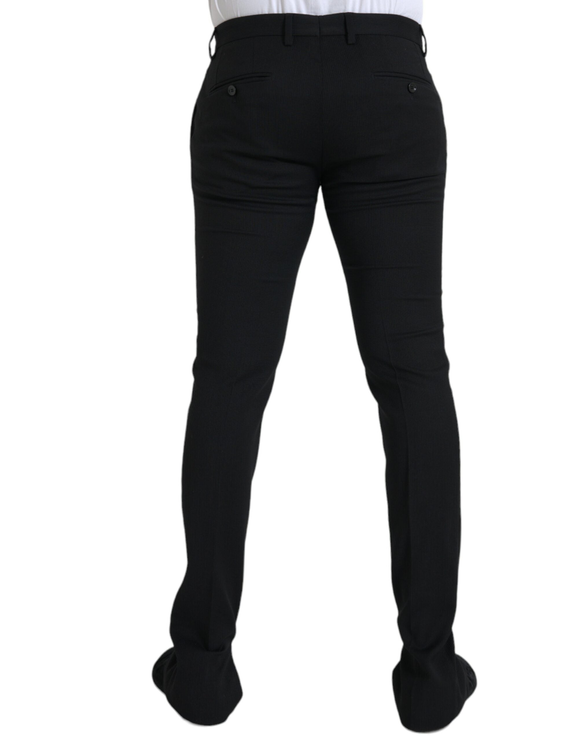 Dolce & Gabbana Black Wool Stretch Men Skinny Pants -   -  Dolce & Gabbana.