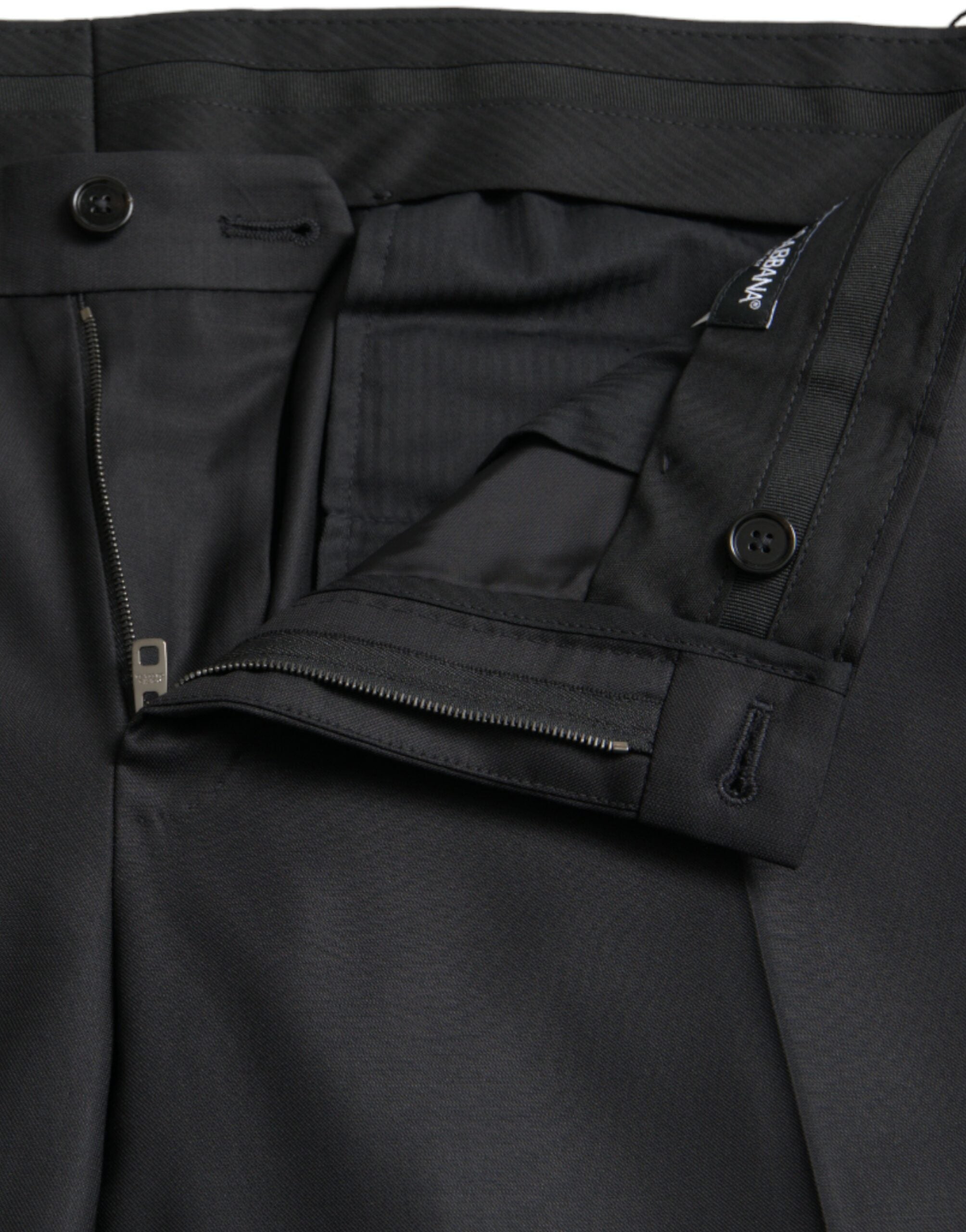 Dolce & Gabbana Black Wool Silk Skinny Dress Pants -   -  Dolce & Gabbana.