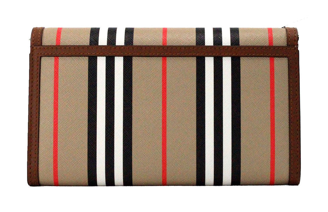Burberry Hannah Icon Stripe Archive Tan E-Canvas Leather Wallet Crossbody Bag -  Luxury Cross Body Bag for Women -  Burberry.