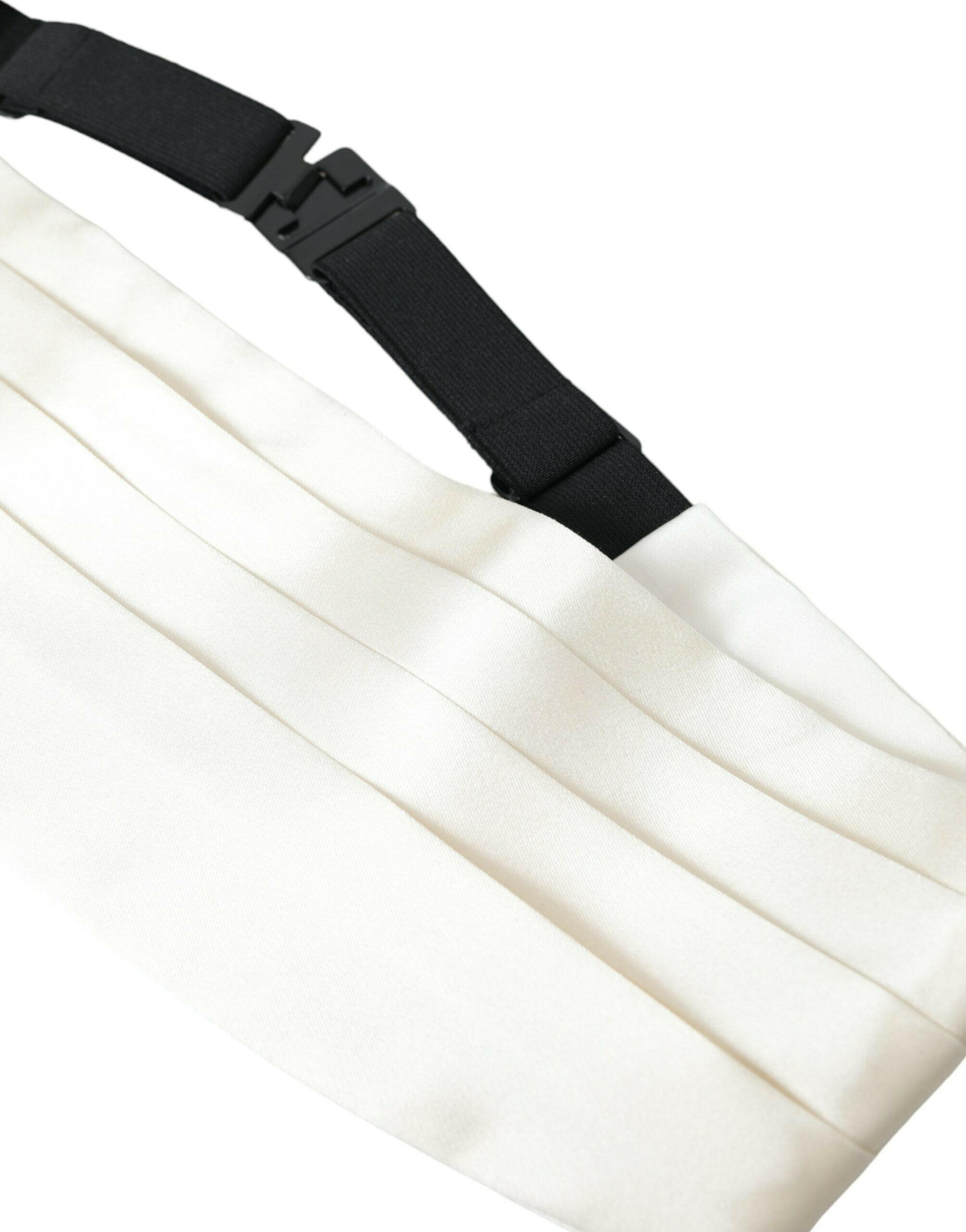Dolce & Gabbana White Men Wide Waist Silk Belt Cummerbund -  Men´s Cummerbund -  Dolce & Gabbana.