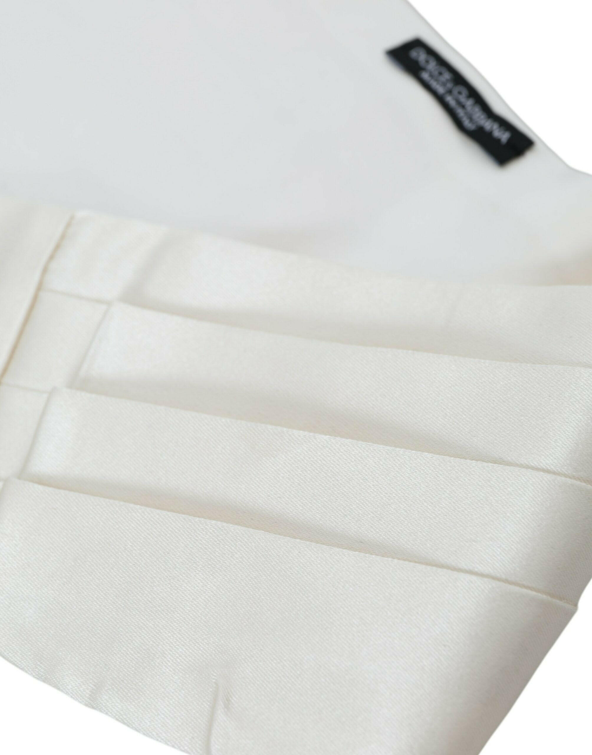 Dolce & Gabbana White Men Wide Waist Silk Belt Cummerbund -  Men´s Cummerbund -  Dolce & Gabbana.