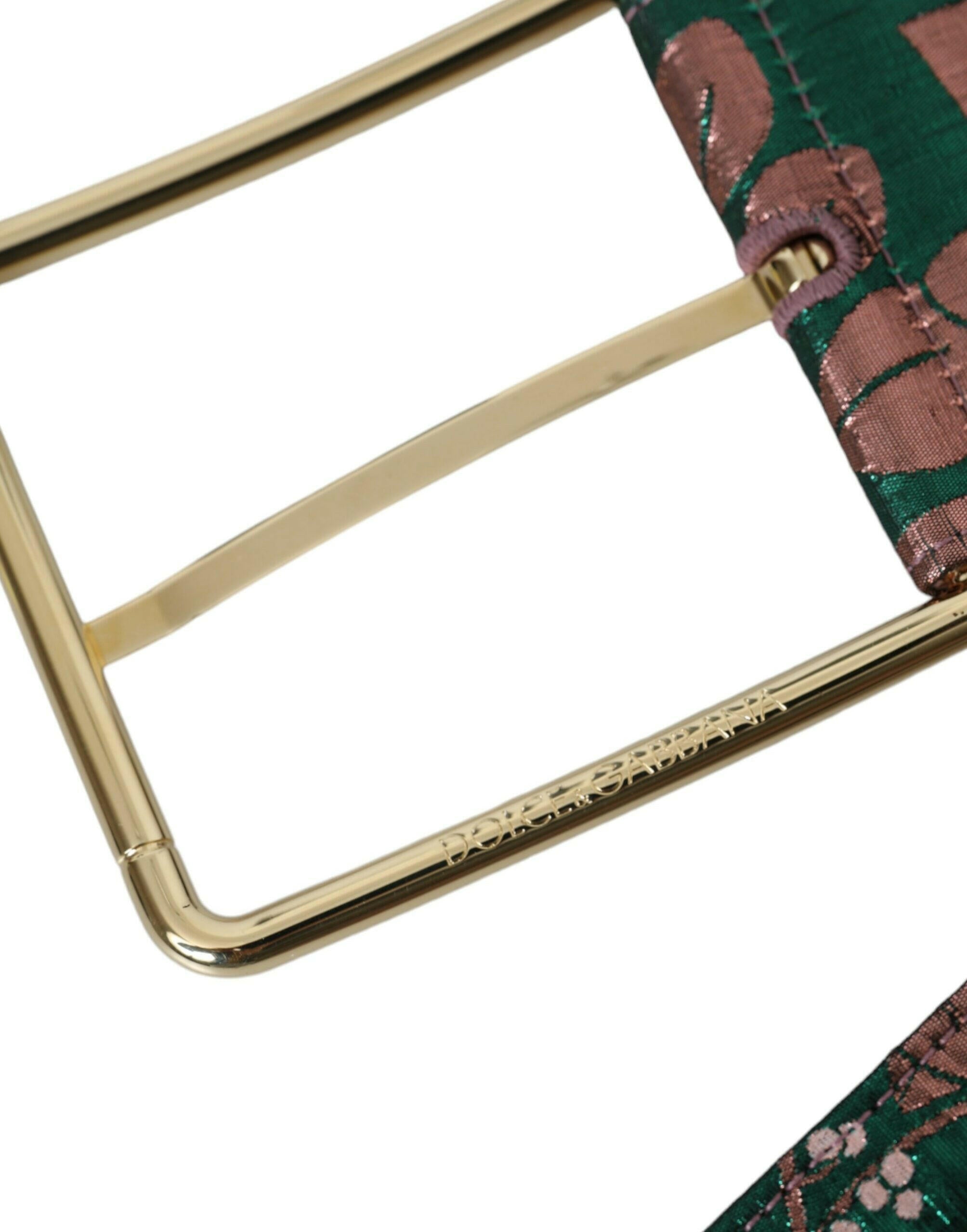 Dolce & Gabbana Multicolor Floral Jacquard Lurex Gold Buckle Belt -   -  Dolce & Gabbana.