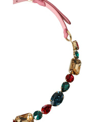 Dolce & Gabbana Pink Leather Crystal Chain Embellished Belt -   -  Dolce & Gabbana.