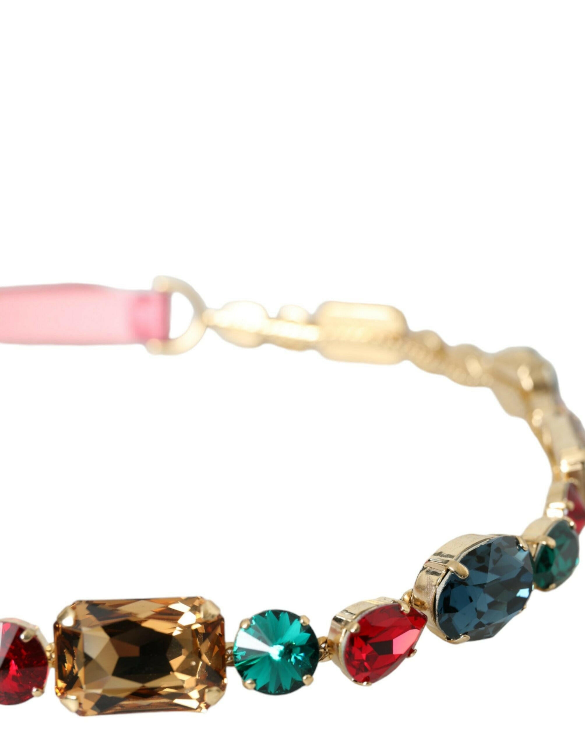 Dolce & Gabbana Pink Leather Crystal Chain Embellished Belt -   -  Dolce & Gabbana.