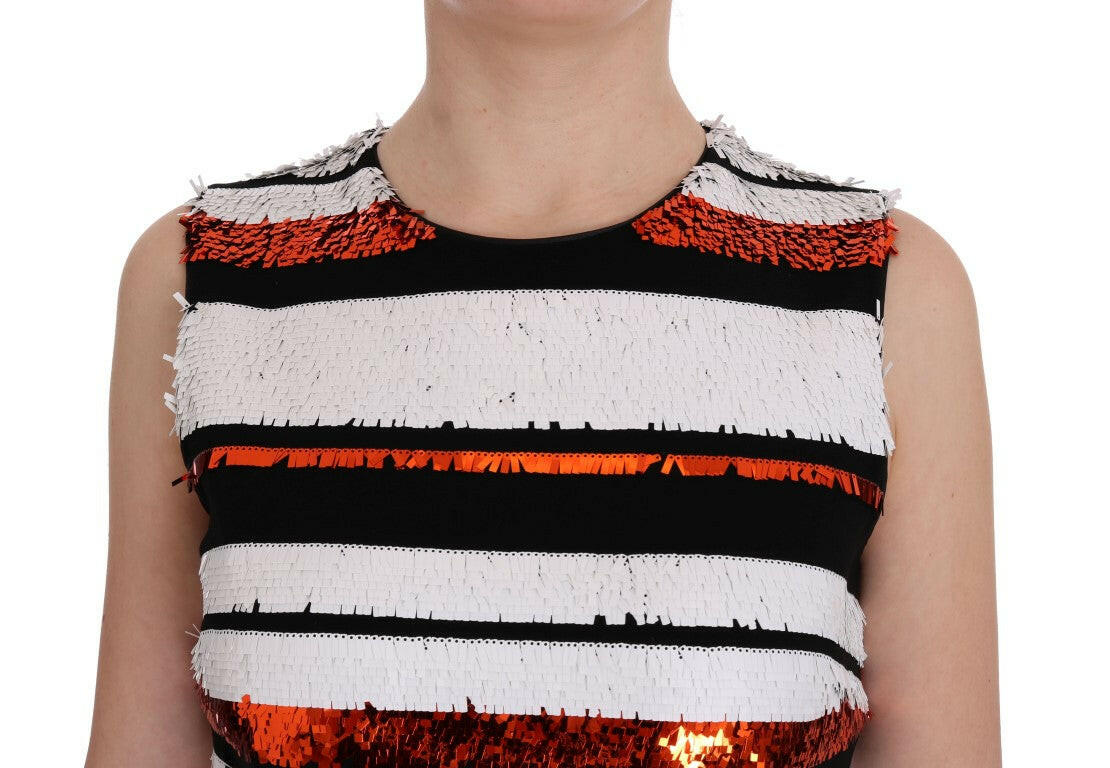 Dolce & Gabbana Multicolored Striped Sequined Stretch Dress -   -  Dolce & Gabbana.