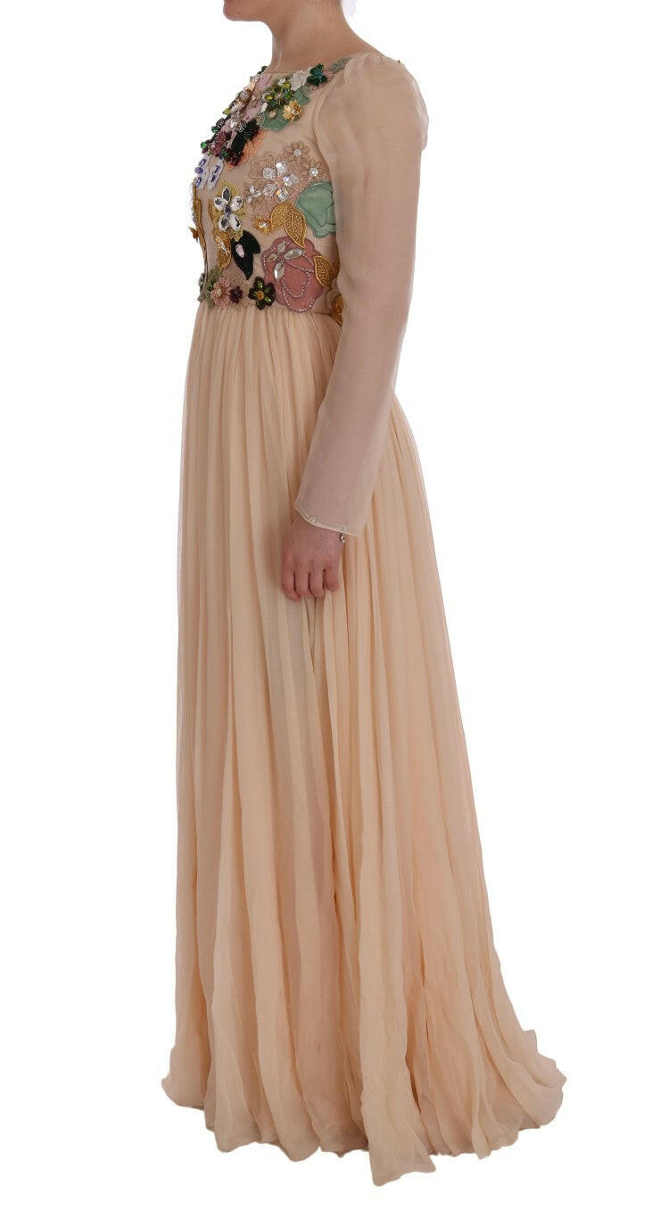Dolce & Gabbana Pink Silk Floral Crystal Maxi Gown Dress -   -  Dolce & Gabbana.
