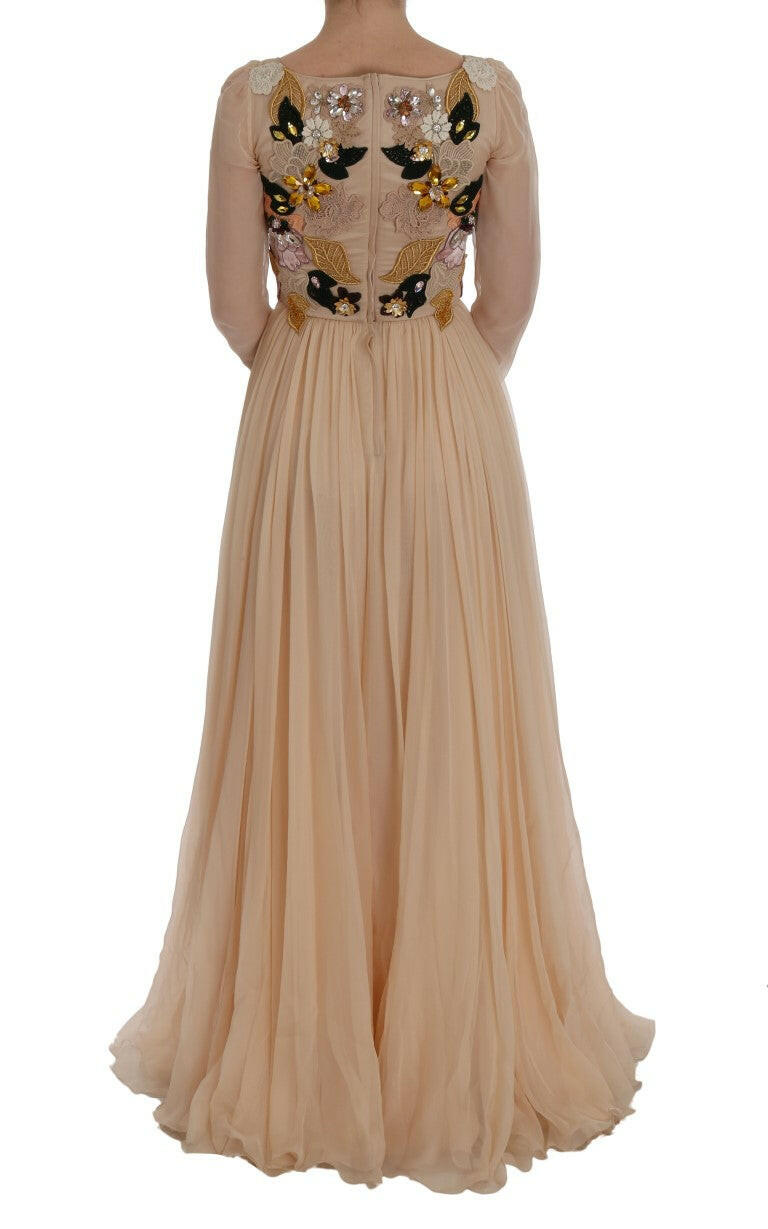 Dolce & Gabbana Pink Silk Floral Crystal Maxi Gown Dress -   -  Dolce & Gabbana.