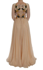 Dolce & Gabbana Pink Silk Floral Crystal Maxi Gown Dress -   -  Dolce & Gabbana.