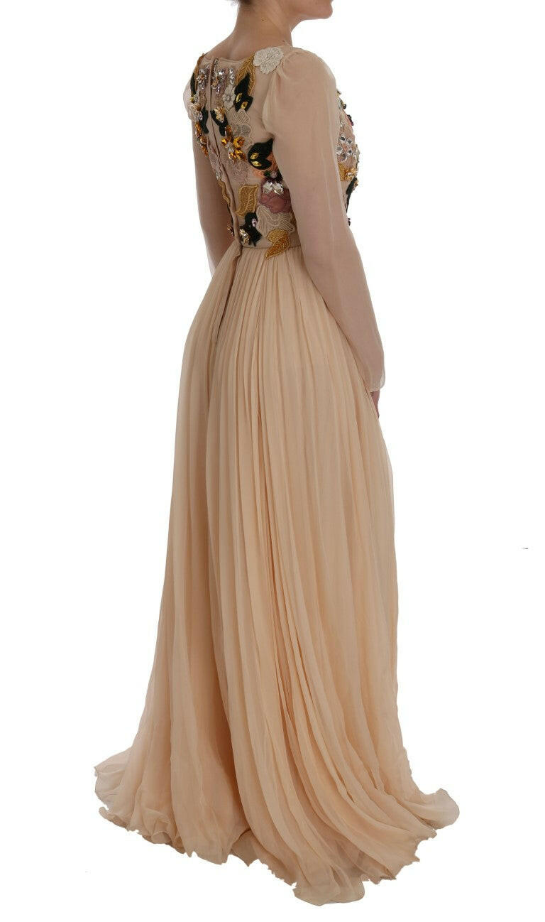 Dolce & Gabbana Pink Silk Floral Crystal Maxi Gown Dress -   -  Dolce & Gabbana.