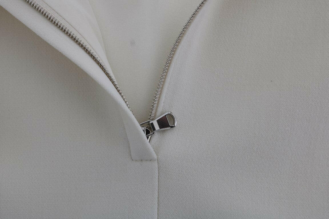 Dolce & Gabbana White Wool Stretch Brooch Shift Dress -   -  Dolce & Gabbana.