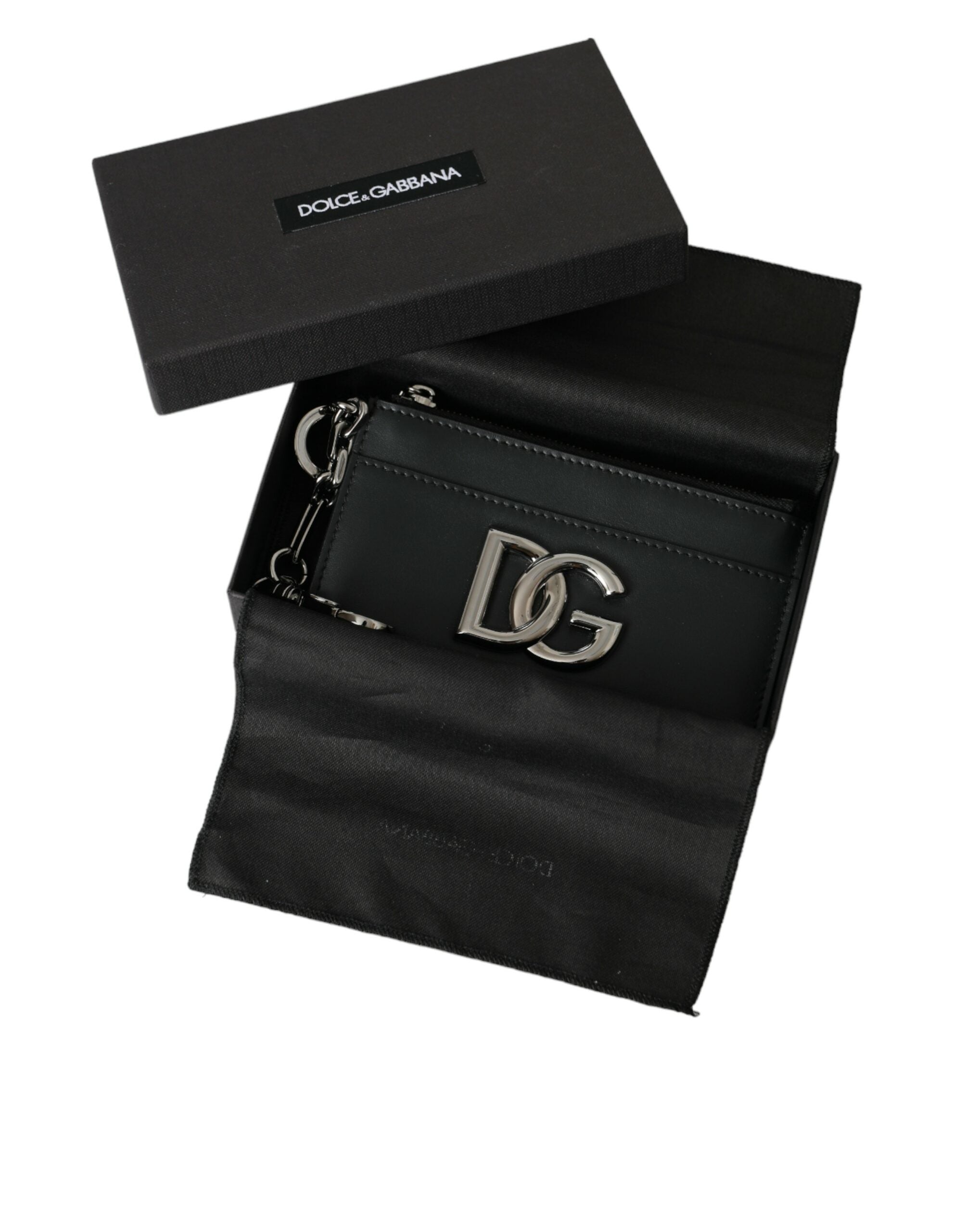 Dolce & Gabbana Black Calfskin Leather DG Logo Card Holder Wallet Men -   -  Dolce & Gabbana.