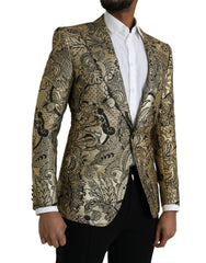 Dolce & Gabbana Gold SICILIA Jacquard Single Breasted Coat Blazer -   -  Dolce & Gabbana.