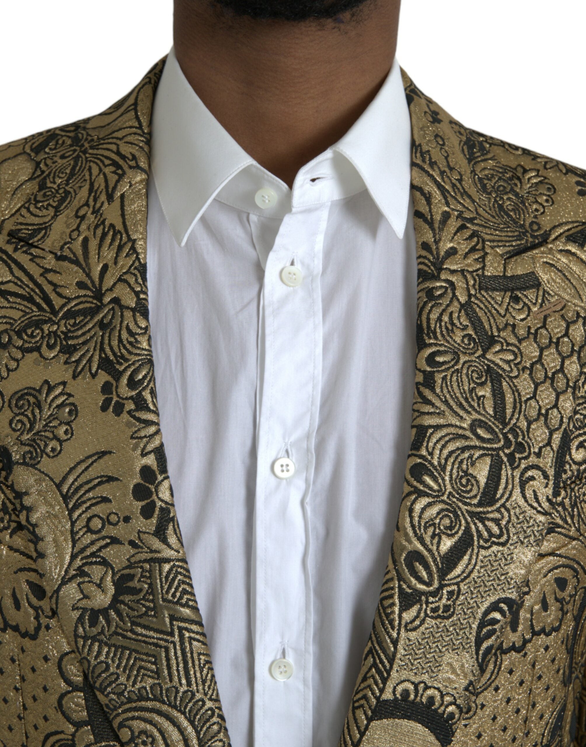 Dolce & Gabbana Gold SICILIA Jacquard Single Breasted Coat Blazer -   -  Dolce & Gabbana.