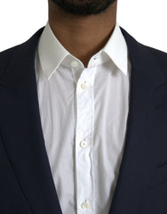 Dolce & Gabbana Dark Blue Wool Single Breasted Coat Blazer -   -  Dolce & Gabbana.