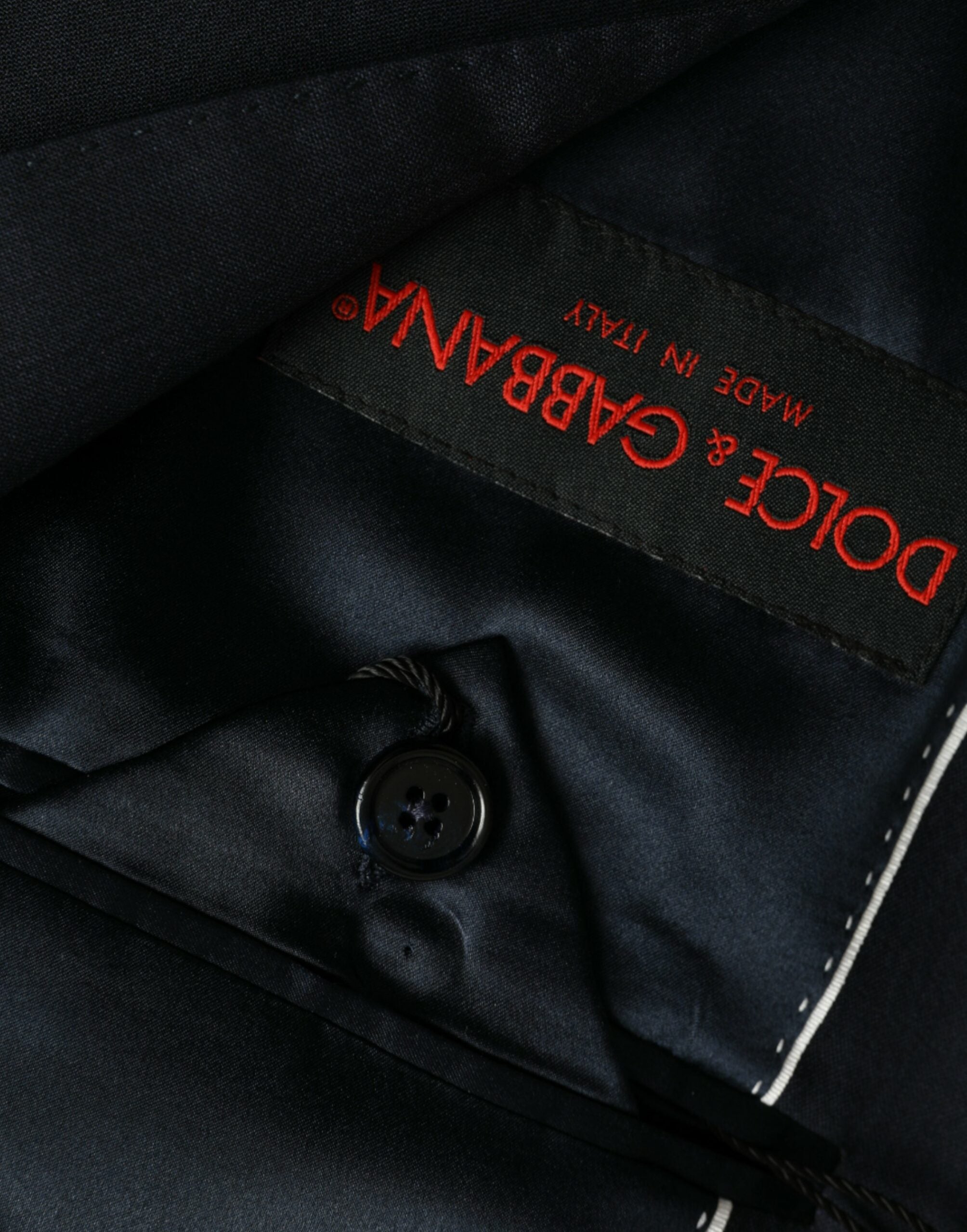Dolce & Gabbana Dark Blue Wool Single Breasted Coat Blazer -   -  Dolce & Gabbana.