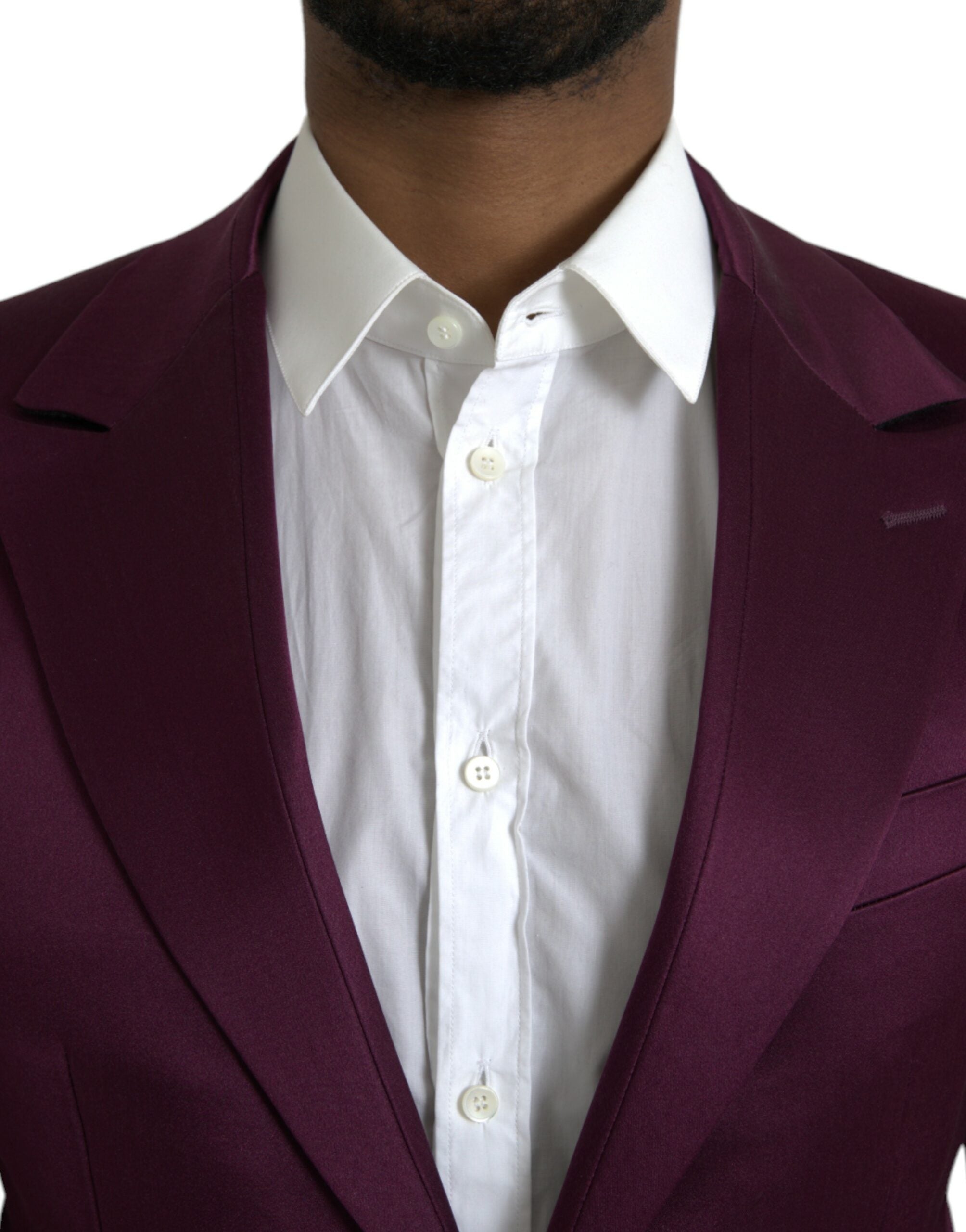 Dolce & Gabbana Maroon Silk Single Breasted Coat Blazer -   -  Dolce & Gabbana.