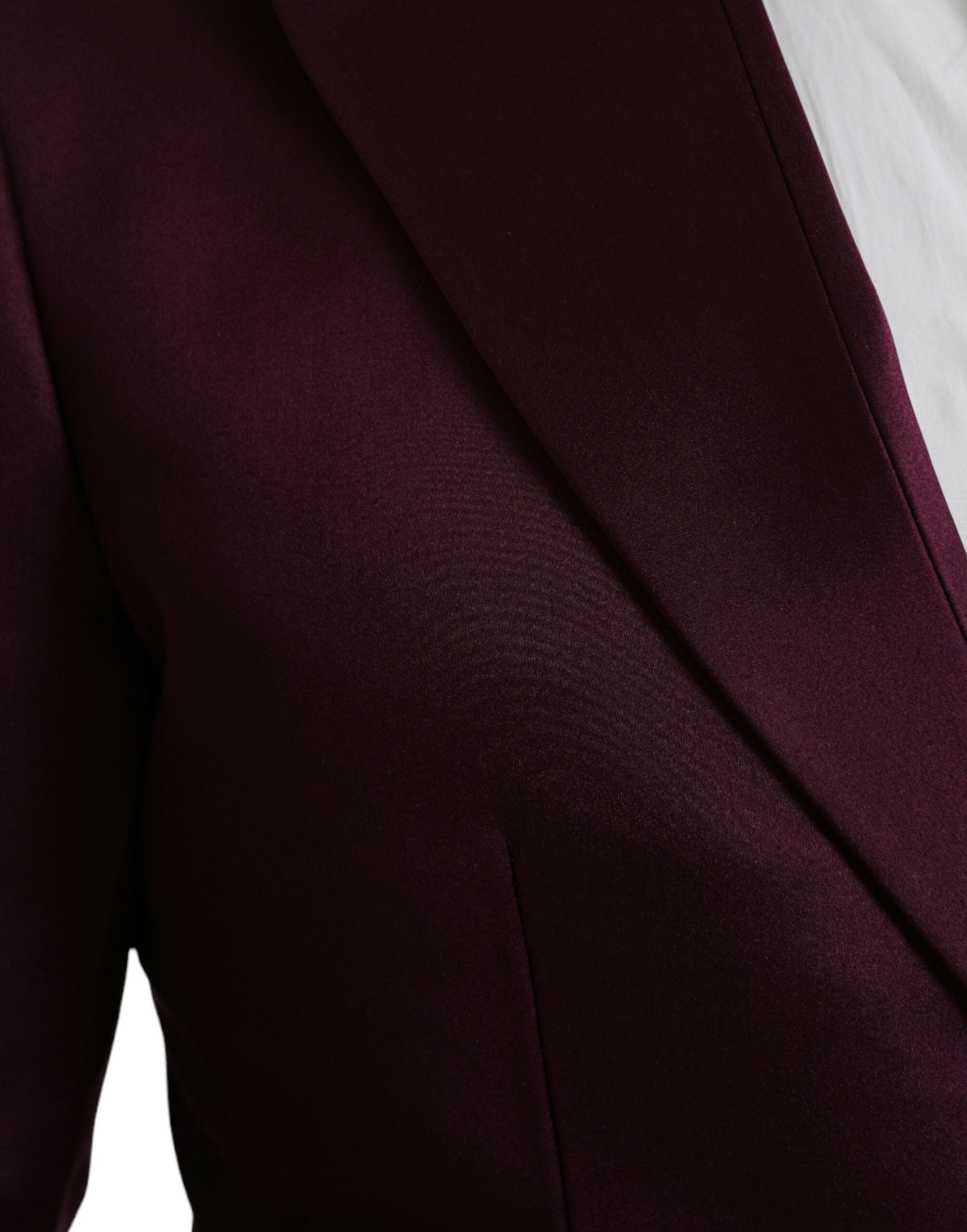 Dolce & Gabbana Maroon Silk Single Breasted Coat Blazer -   -  Dolce & Gabbana.