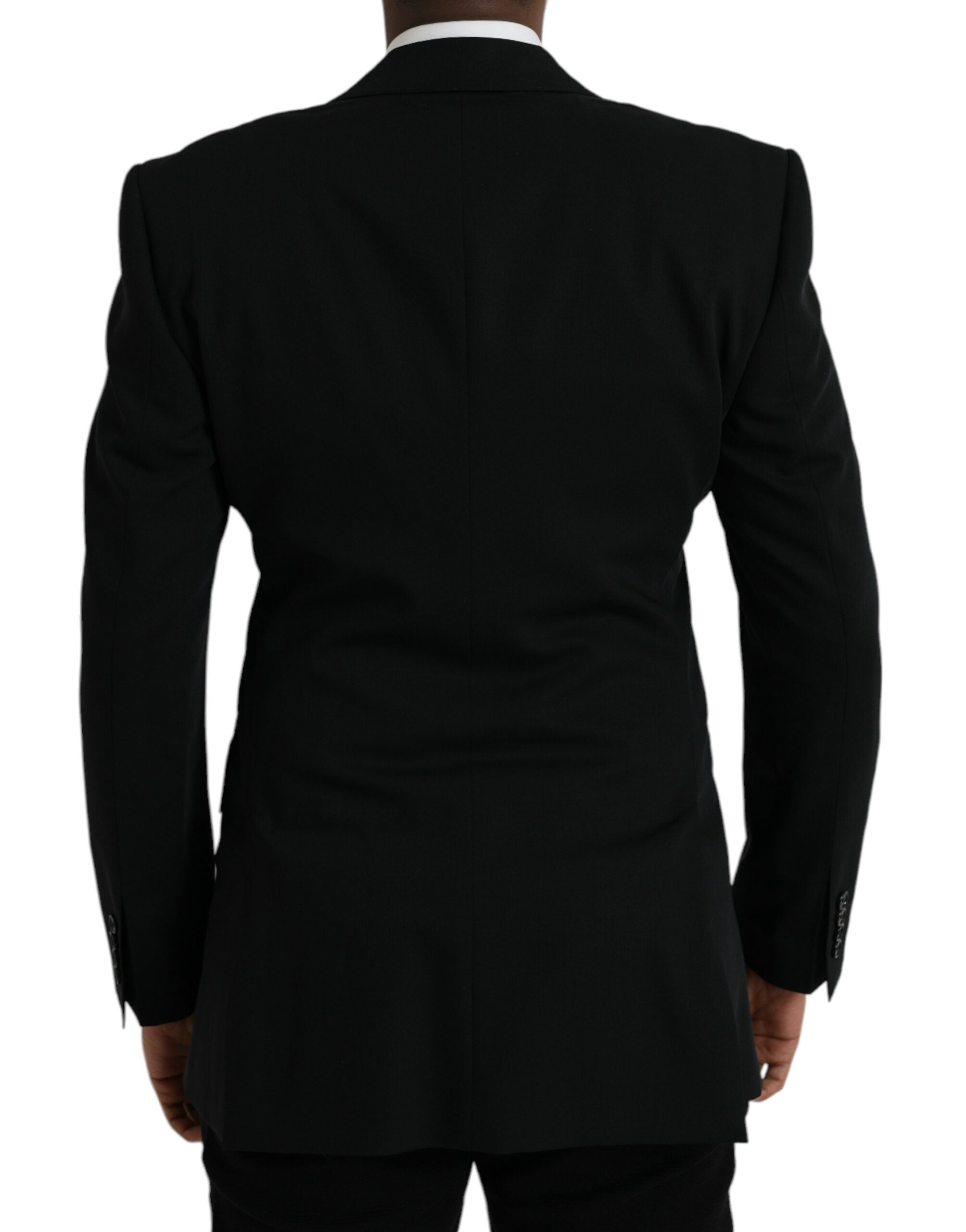 Dolce & Gabbana Black Wool Peak Single Breasted Coat Blazer -   -  Dolce & Gabbana.