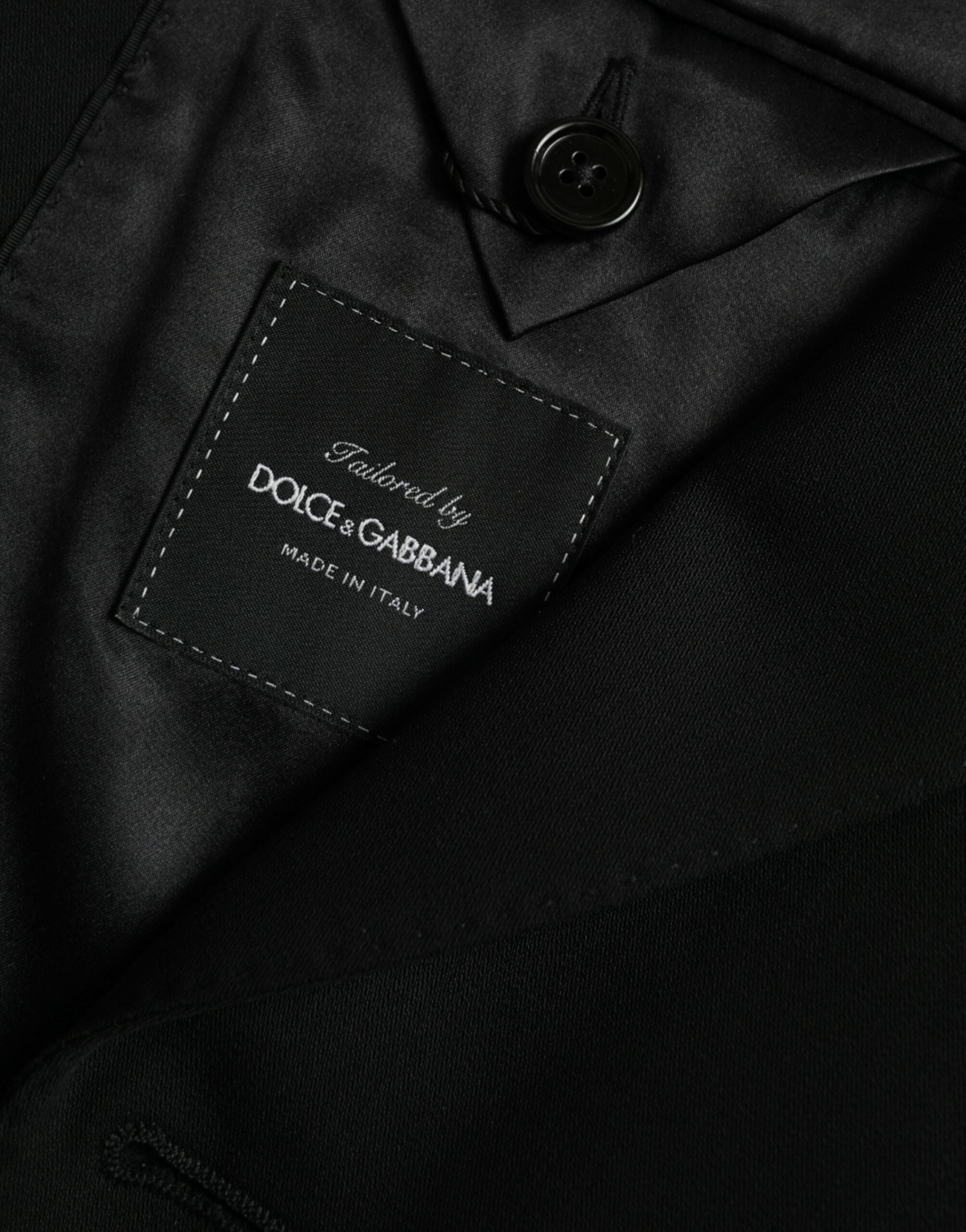 Dolce & Gabbana Black Wool Peak Single Breasted Coat Blazer -   -  Dolce & Gabbana.