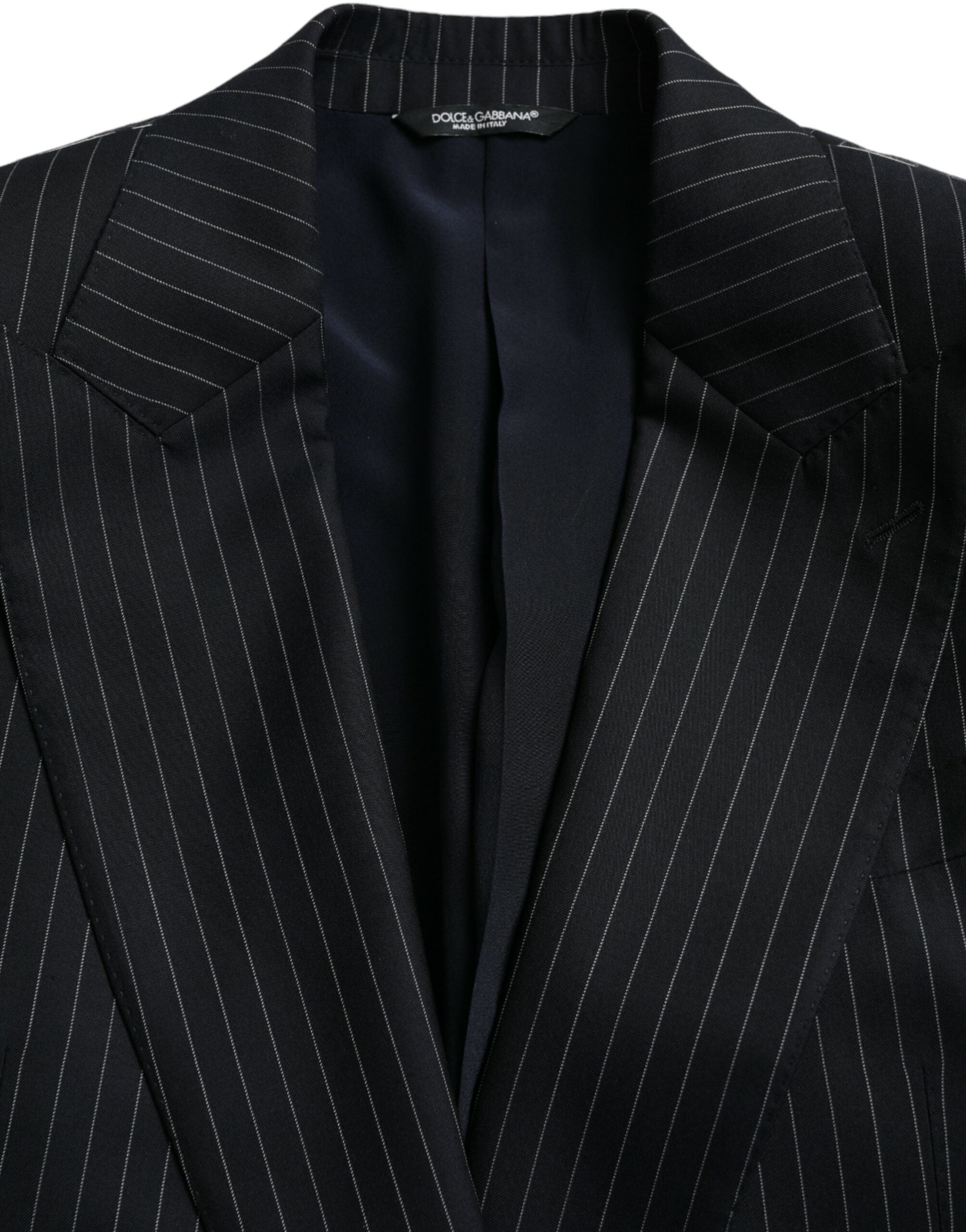 Dolce & Gabbana Black Stripe SICILIA Double Breasted Coat Blazer -   -  Dolce & Gabbana.