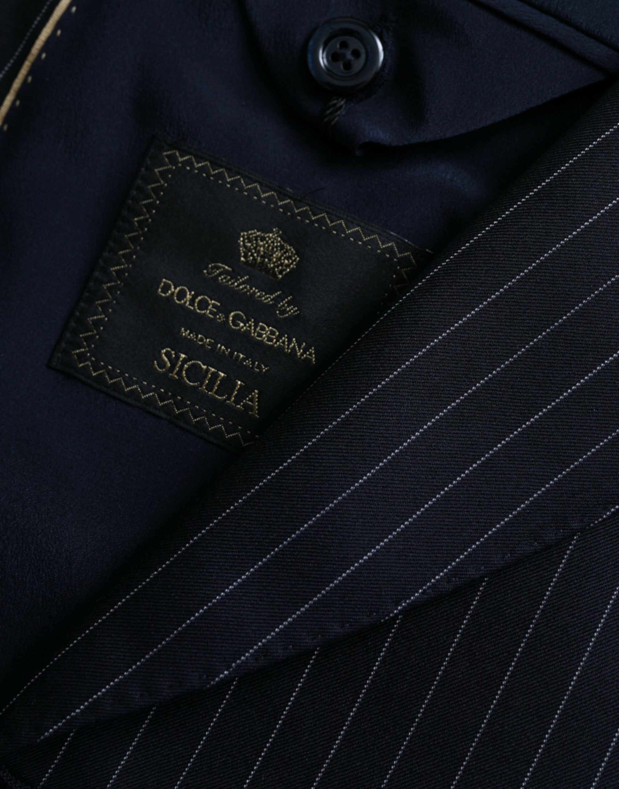 Dolce & Gabbana Black Stripe SICILIA Double Breasted Coat Blazer -   -  Dolce & Gabbana.