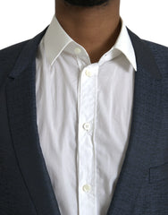 Dolce & Gabbana Blue Wool GOLD Single Breasted Coat Blazer -   -  Dolce & Gabbana.