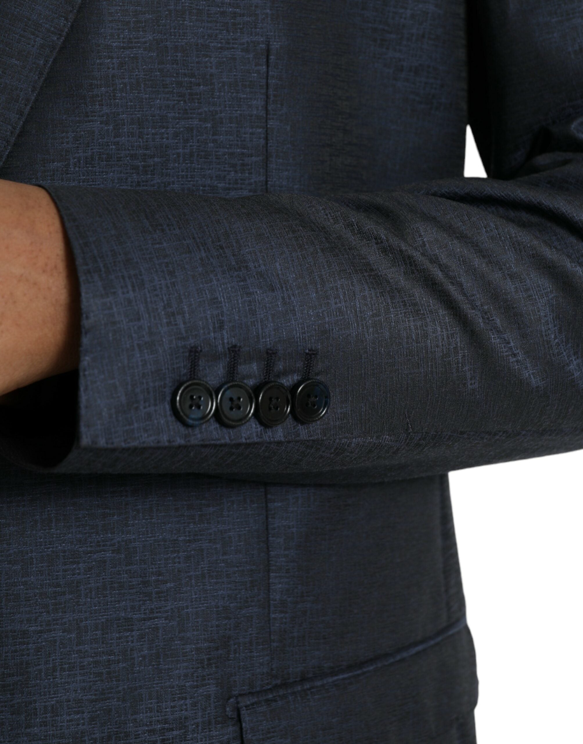 Dolce & Gabbana Blue Wool GOLD Single Breasted Coat Blazer -   -  Dolce & Gabbana.