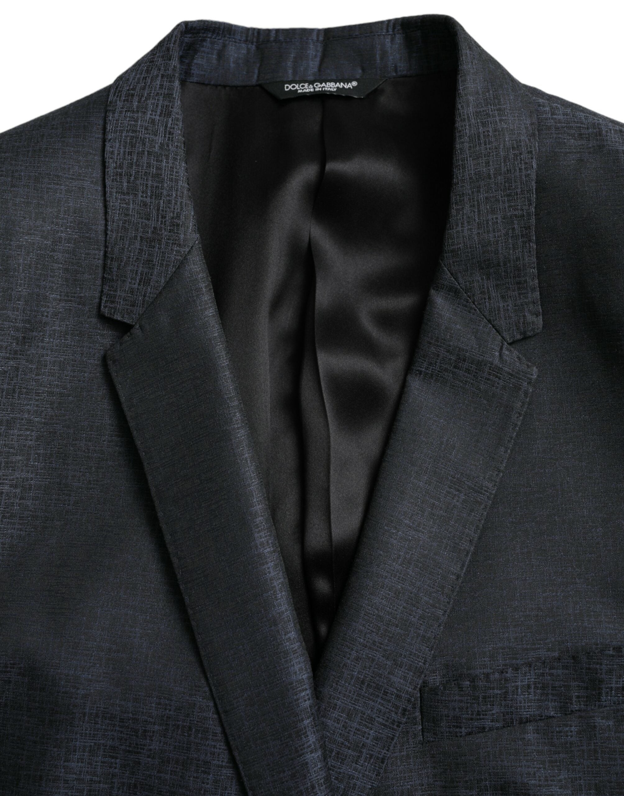 Dolce & Gabbana Blue Wool GOLD Single Breasted Coat Blazer -   -  Dolce & Gabbana.