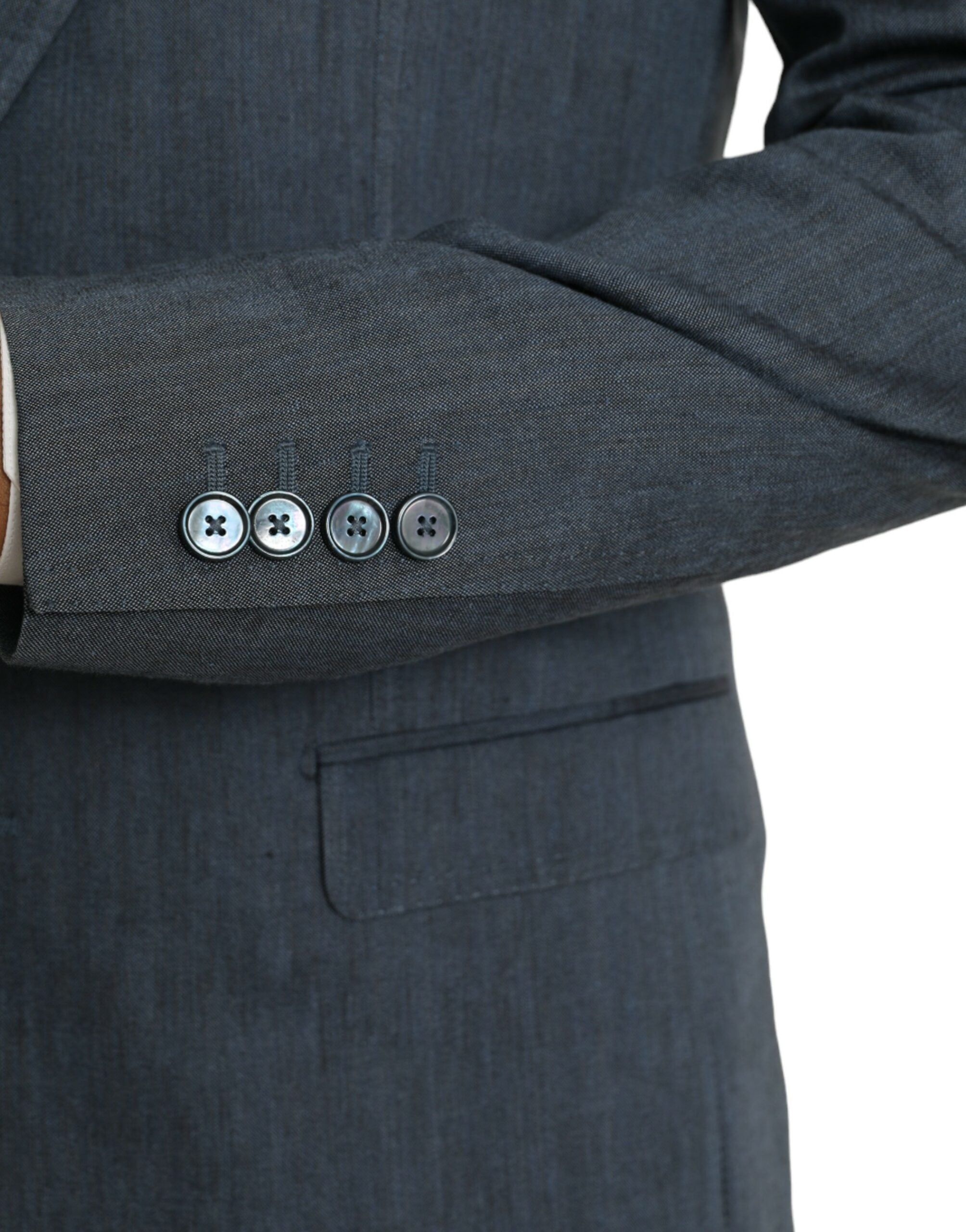Dolce & Gabbana Blue Linen NAPOLI Single Breasted Coat Blazer -   -  Dolce & Gabbana.