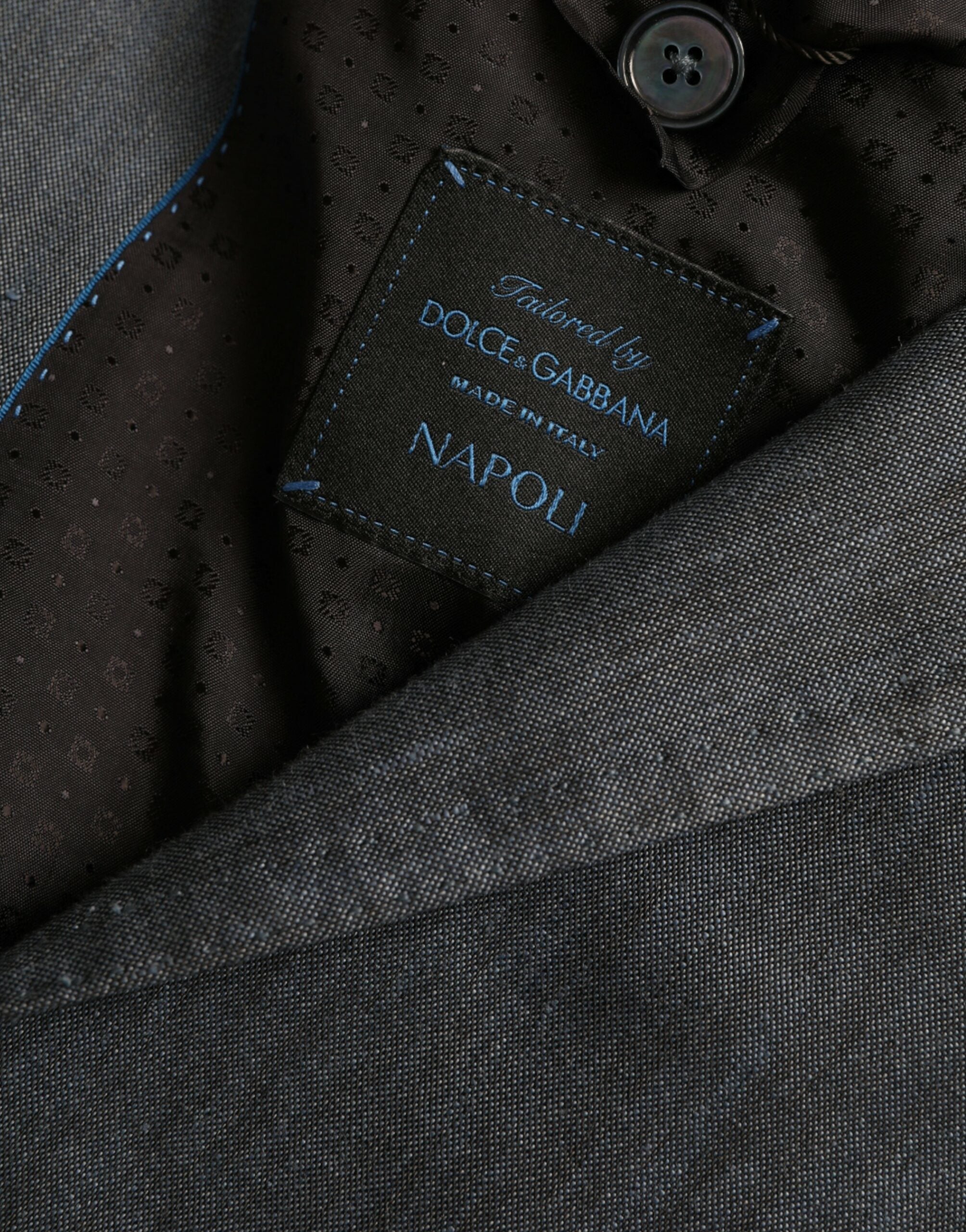 Dolce & Gabbana Blue Linen NAPOLI Single Breasted Coat Blazer -   -  Dolce & Gabbana.